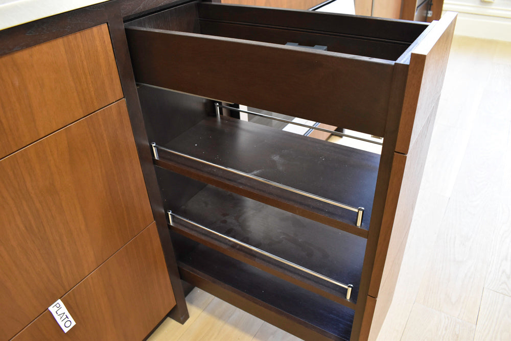 Plato Natural Walnut & Espresso Modern Kitchen with Gaggenau Appliances