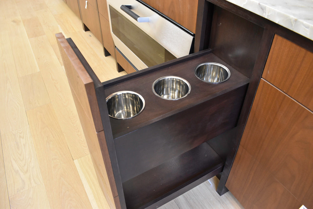 Plato Natural Walnut & Espresso Modern Kitchen with Gaggenau Appliances