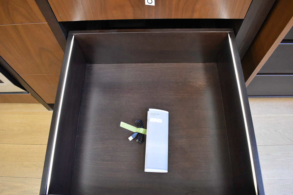 Plato Natural Walnut & Espresso Modern Kitchen with Gaggenau Appliances