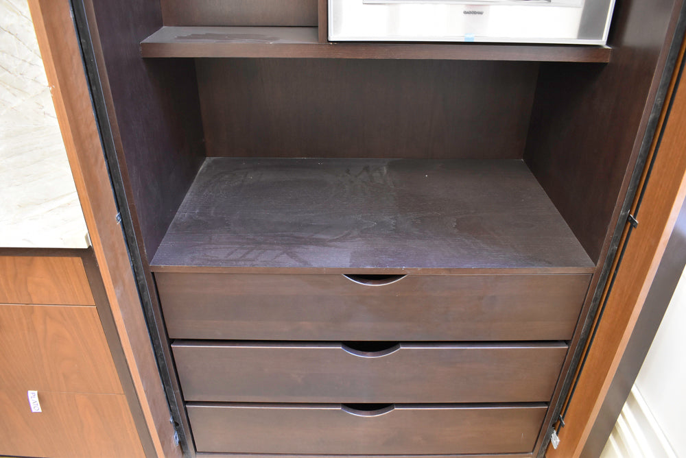 Plato Natural Walnut & Espresso Modern Kitchen with Gaggenau Appliances