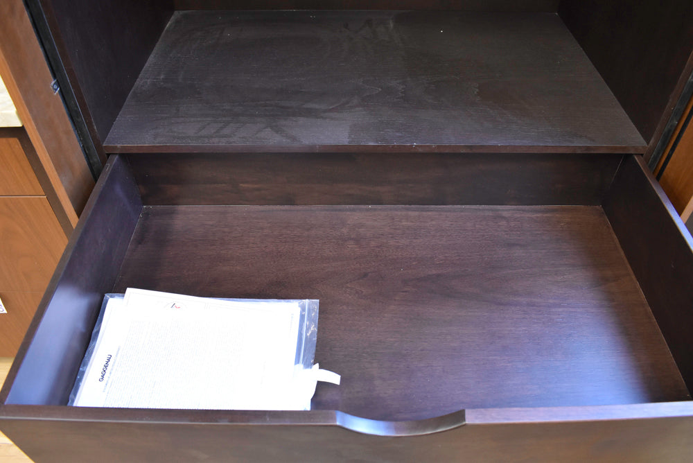 Plato Natural Walnut & Espresso Modern Kitchen with Gaggenau Appliances