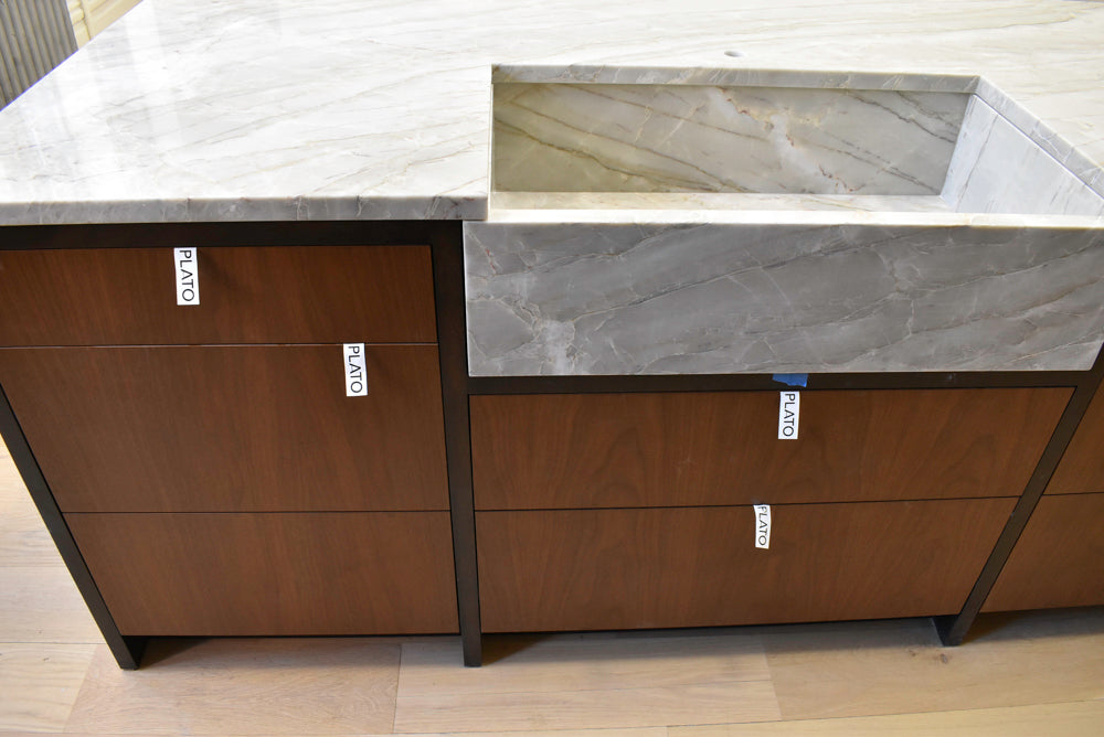 Plato Natural Walnut & Espresso Modern Kitchen with Gaggenau Appliances