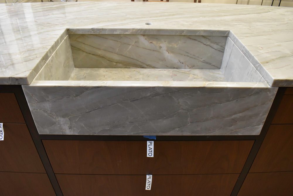 Plato Natural Walnut & Espresso Modern Kitchen with Gaggenau Appliances