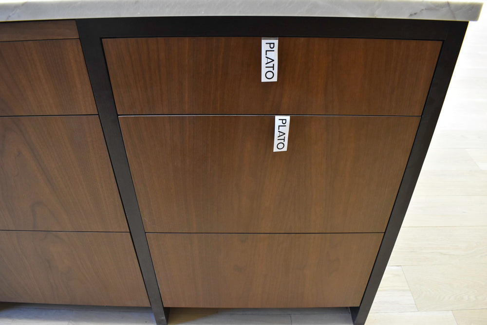 Plato Natural Walnut & Espresso Modern Kitchen with Gaggenau Appliances