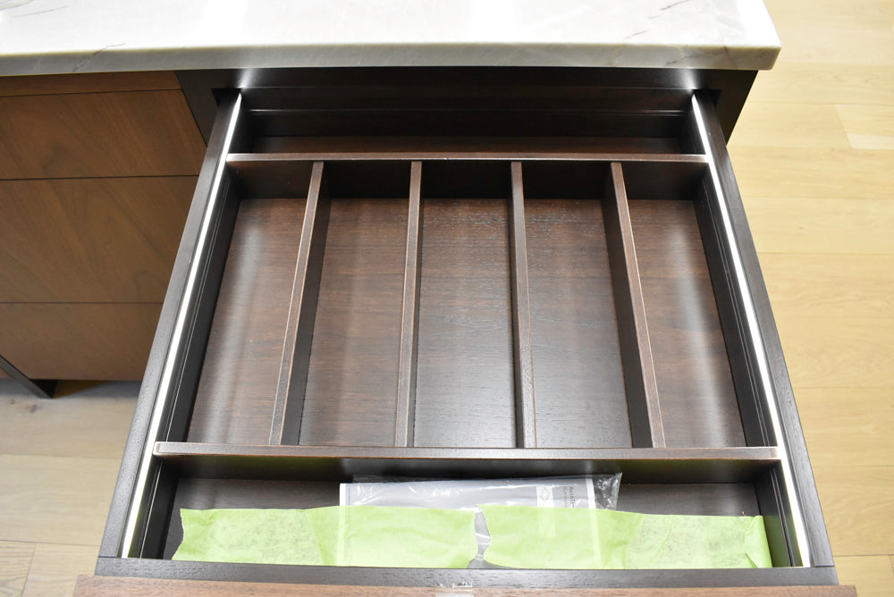 Plato Natural Walnut & Espresso Modern Kitchen with Gaggenau Appliances