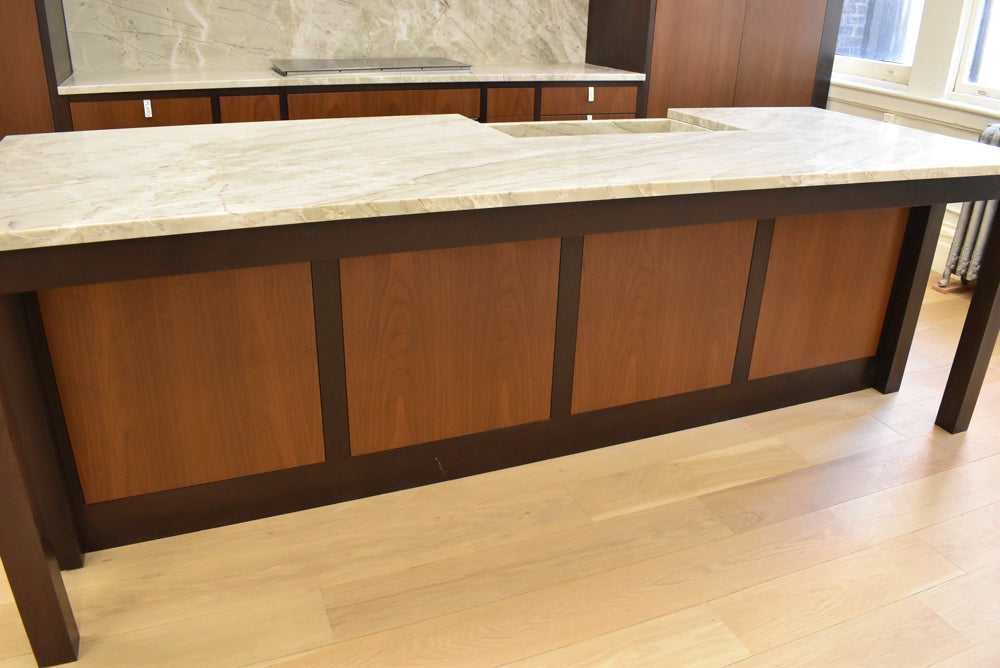 Plato Natural Walnut & Espresso Modern Kitchen with Gaggenau Appliances