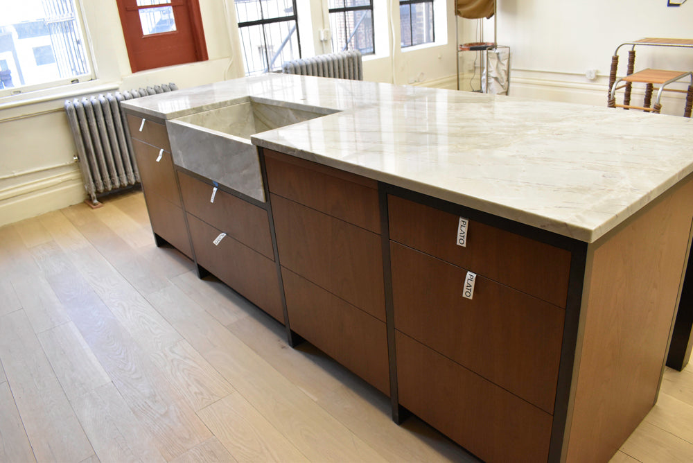 Plato Natural Walnut & Espresso Modern Kitchen with Gaggenau Appliances