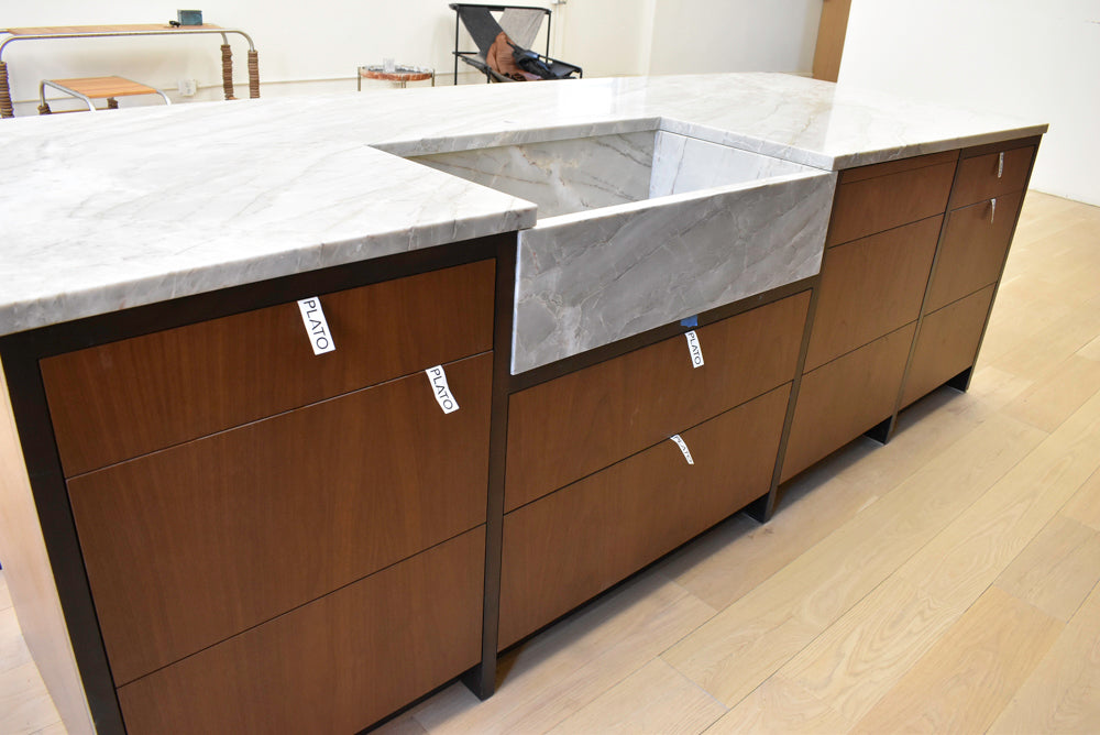 Plato Natural Walnut & Espresso Modern Kitchen with Gaggenau Appliances