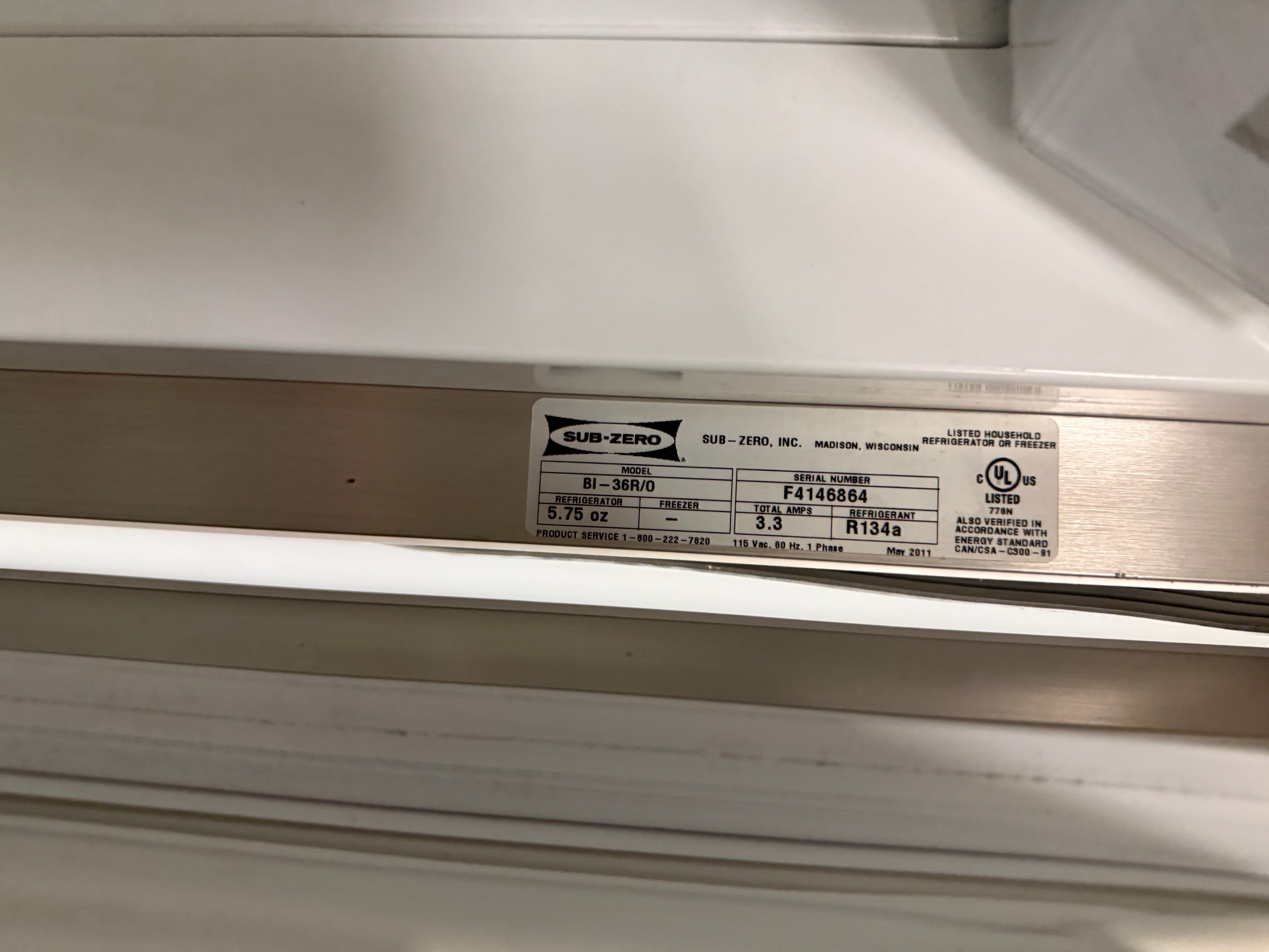 Sub-Zero BI-36R/0 36" Paneled All Refrigerator