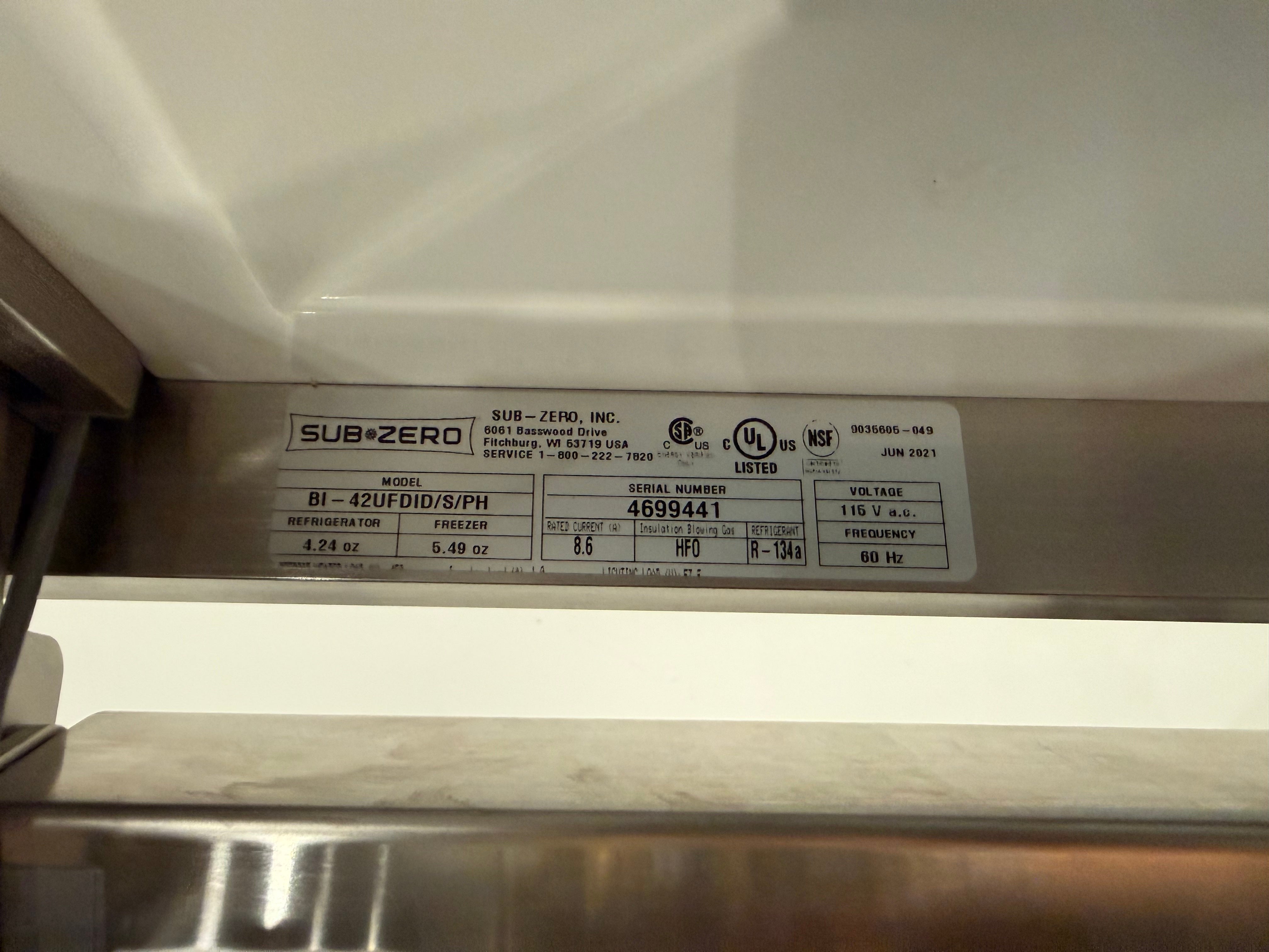 Sub-Zero Certified BI-42UFDID/S/PH 42" Stainless Steel French Door Refrigerator