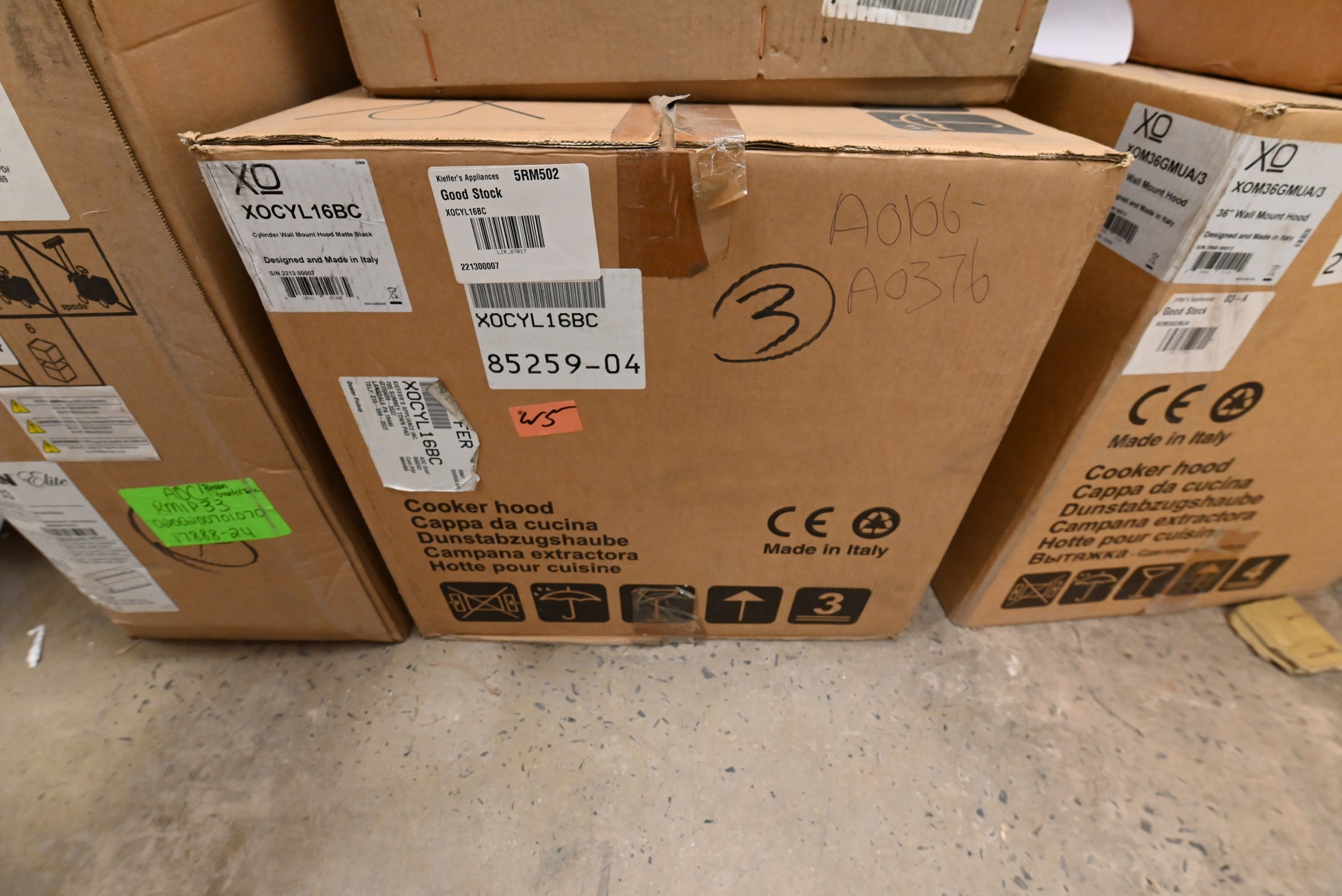 XO XOCYLI16BC 16" Black Cylinder Island Mount Range Hood