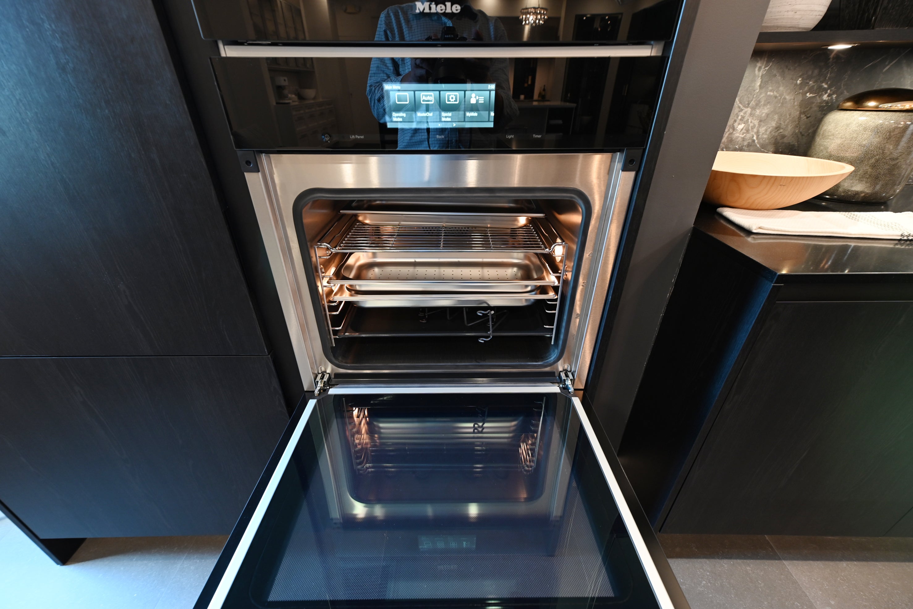 SieMatic Modern Black Kitchen with Island & Miele Appliances