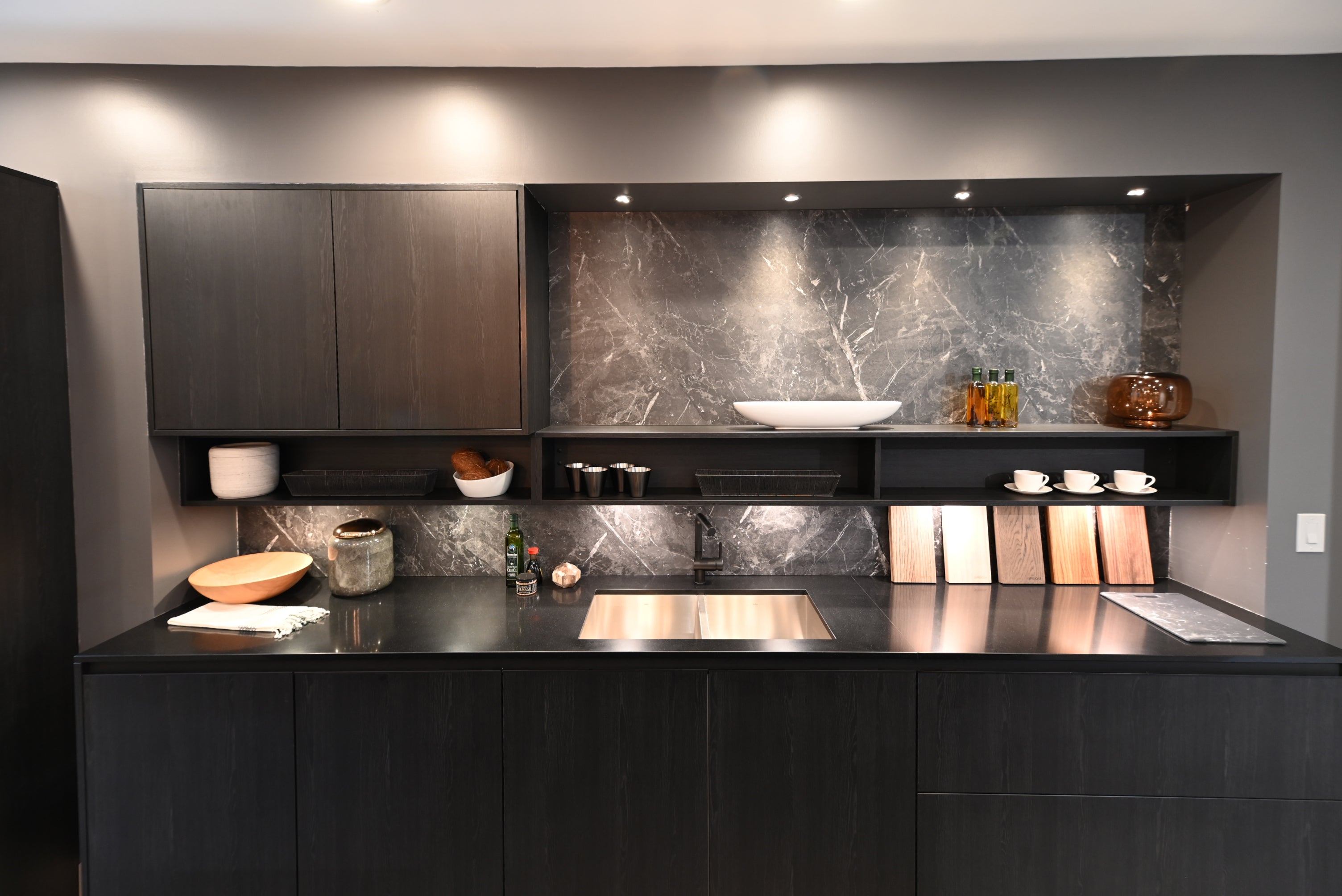 SieMatic Modern Black Kitchen with Island & Miele Appliances