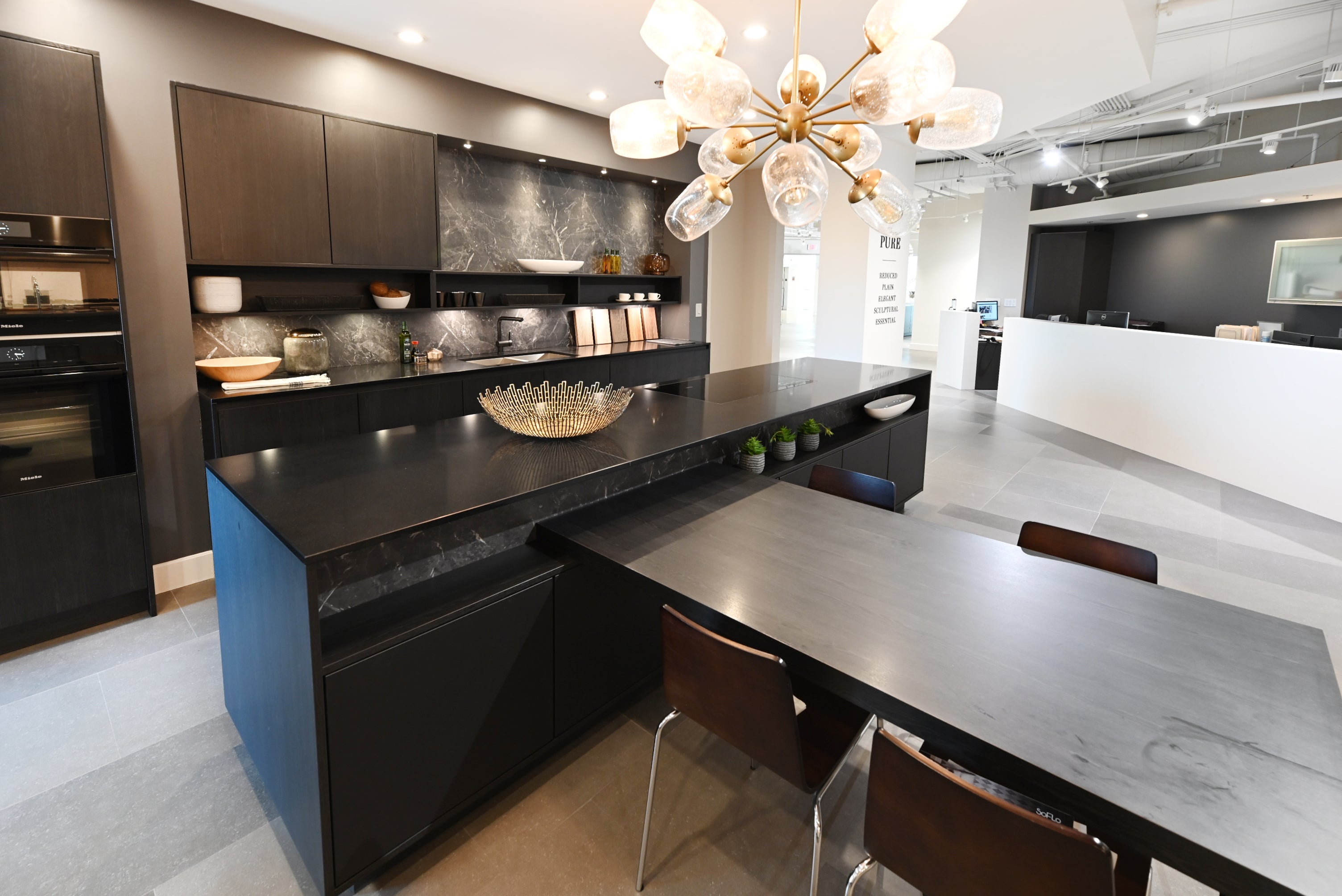 SieMatic Modern Black Kitchen with Island & Miele Appliances
