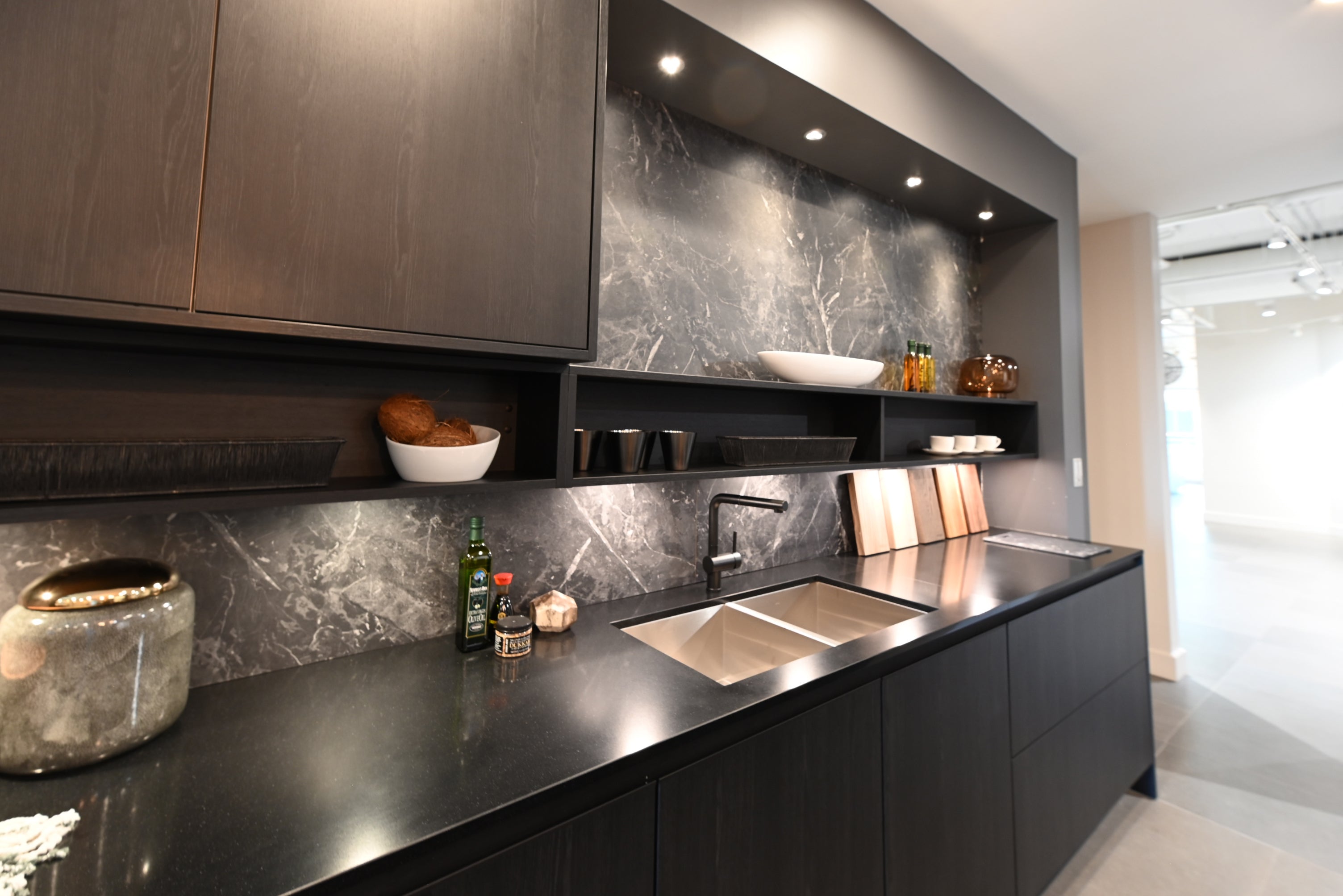 SieMatic Modern Black Kitchen with Island & Miele Appliances