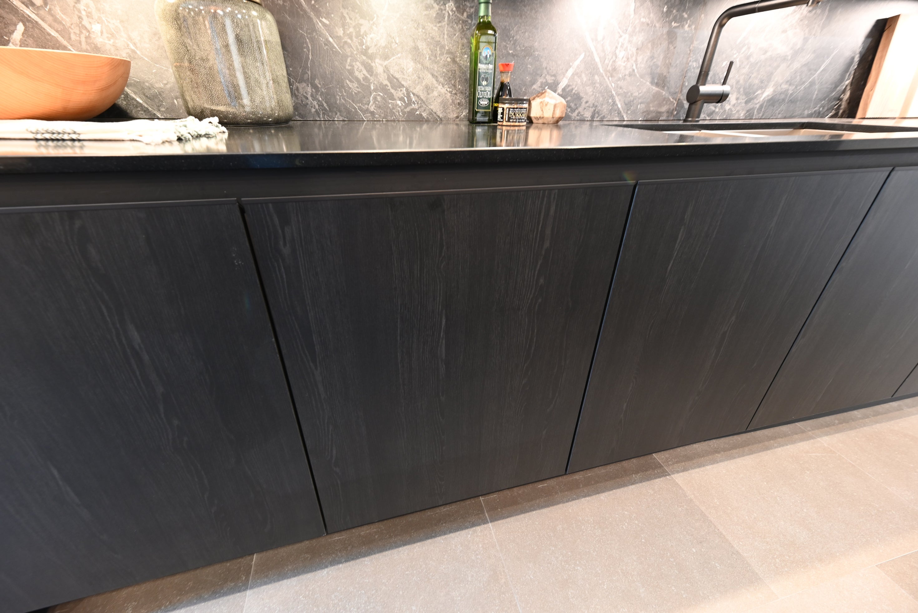 SieMatic Modern Black Kitchen with Island & Miele Appliances