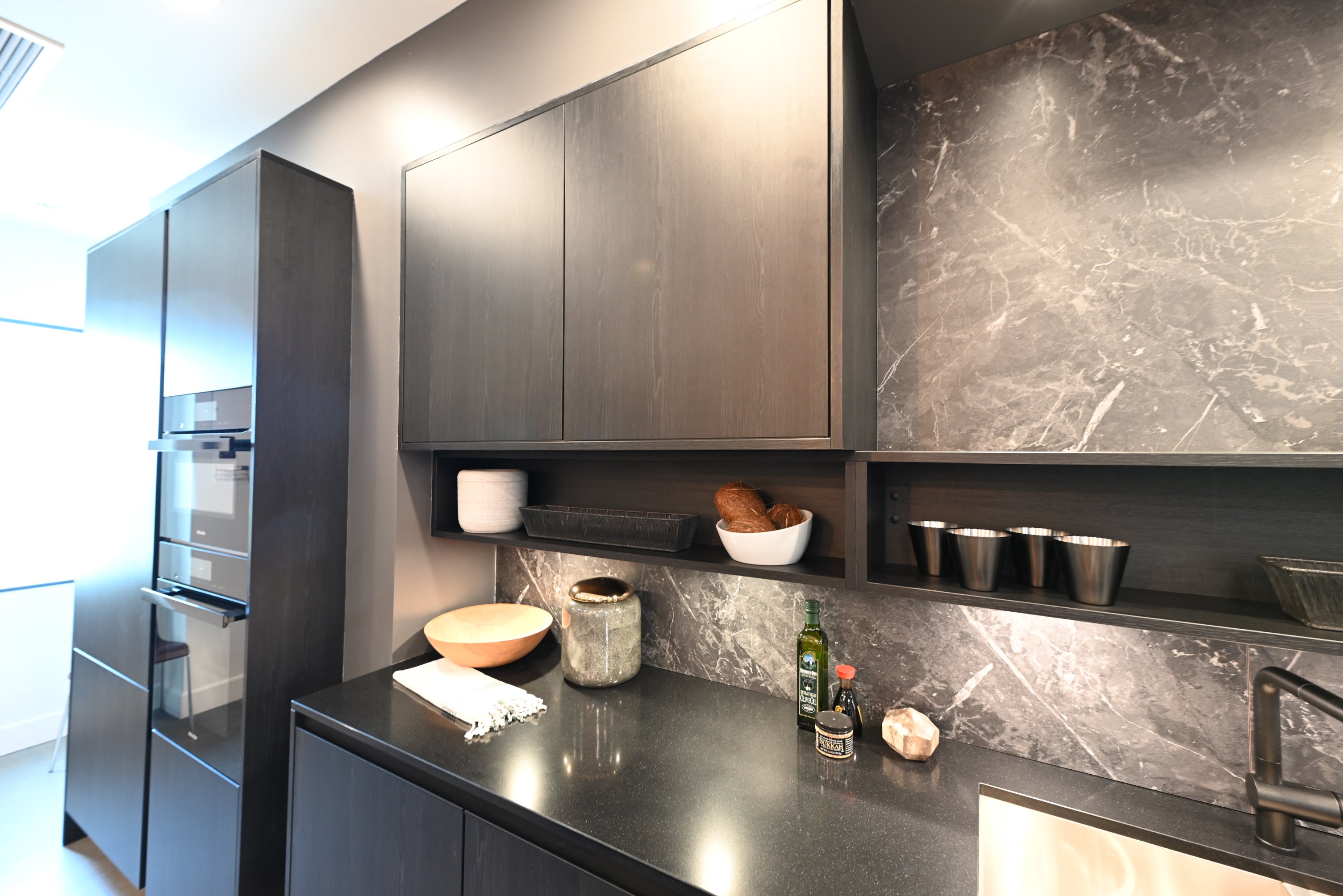 SieMatic Modern Black Kitchen with Island & Miele Appliances