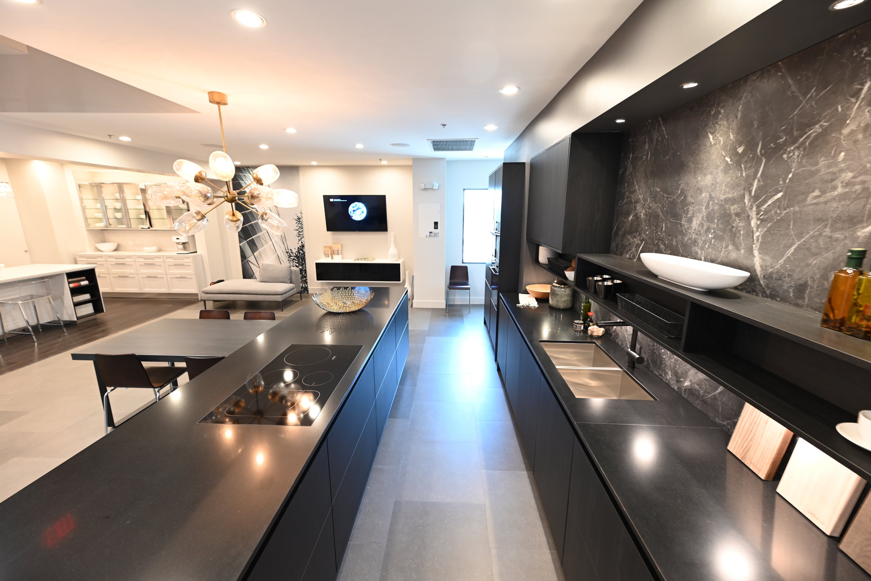 SieMatic Modern Black Kitchen with Island & Miele Appliances