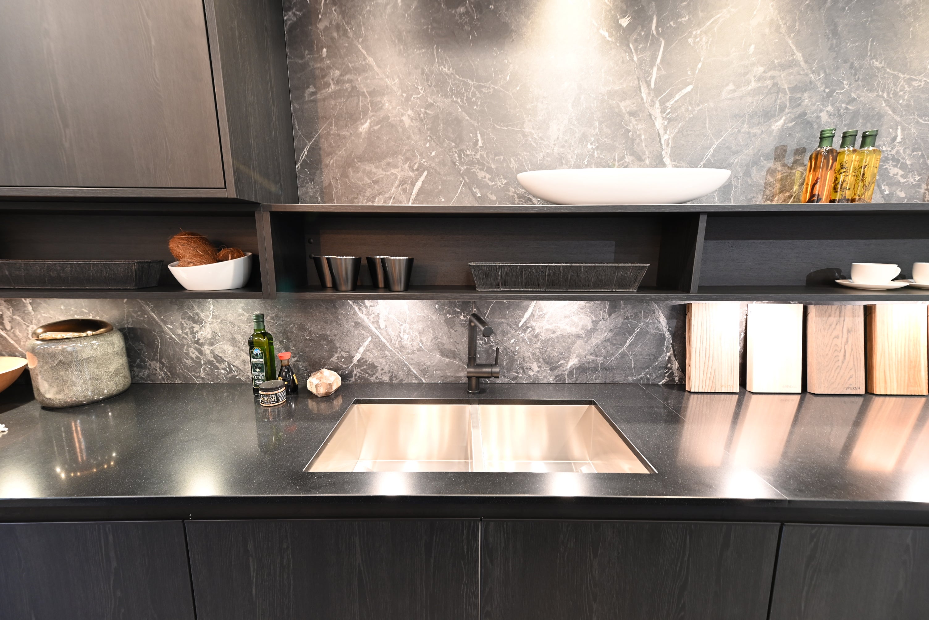 SieMatic Modern Black Kitchen with Island & Miele Appliances