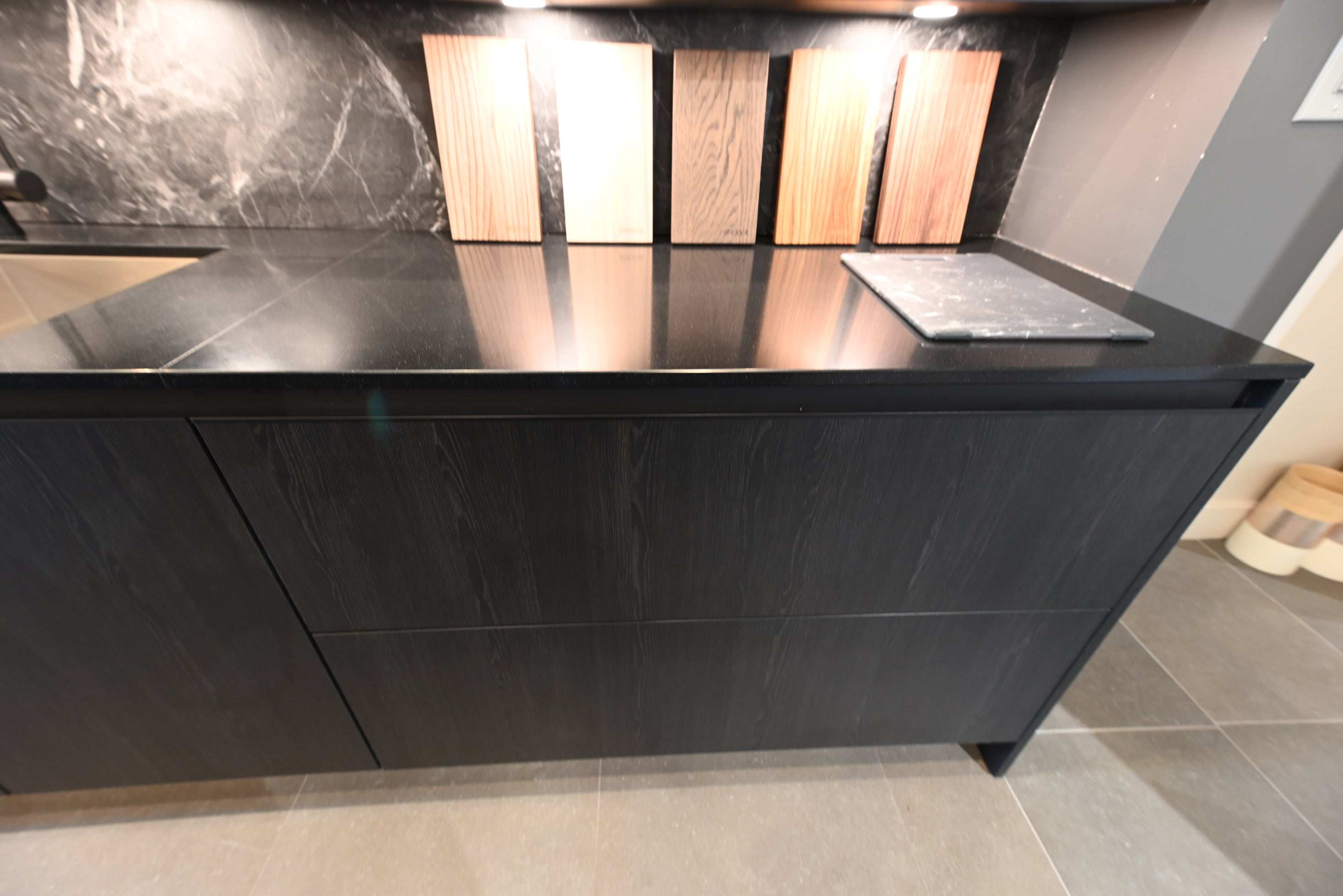 SieMatic Modern Black Kitchen with Island & Miele Appliances