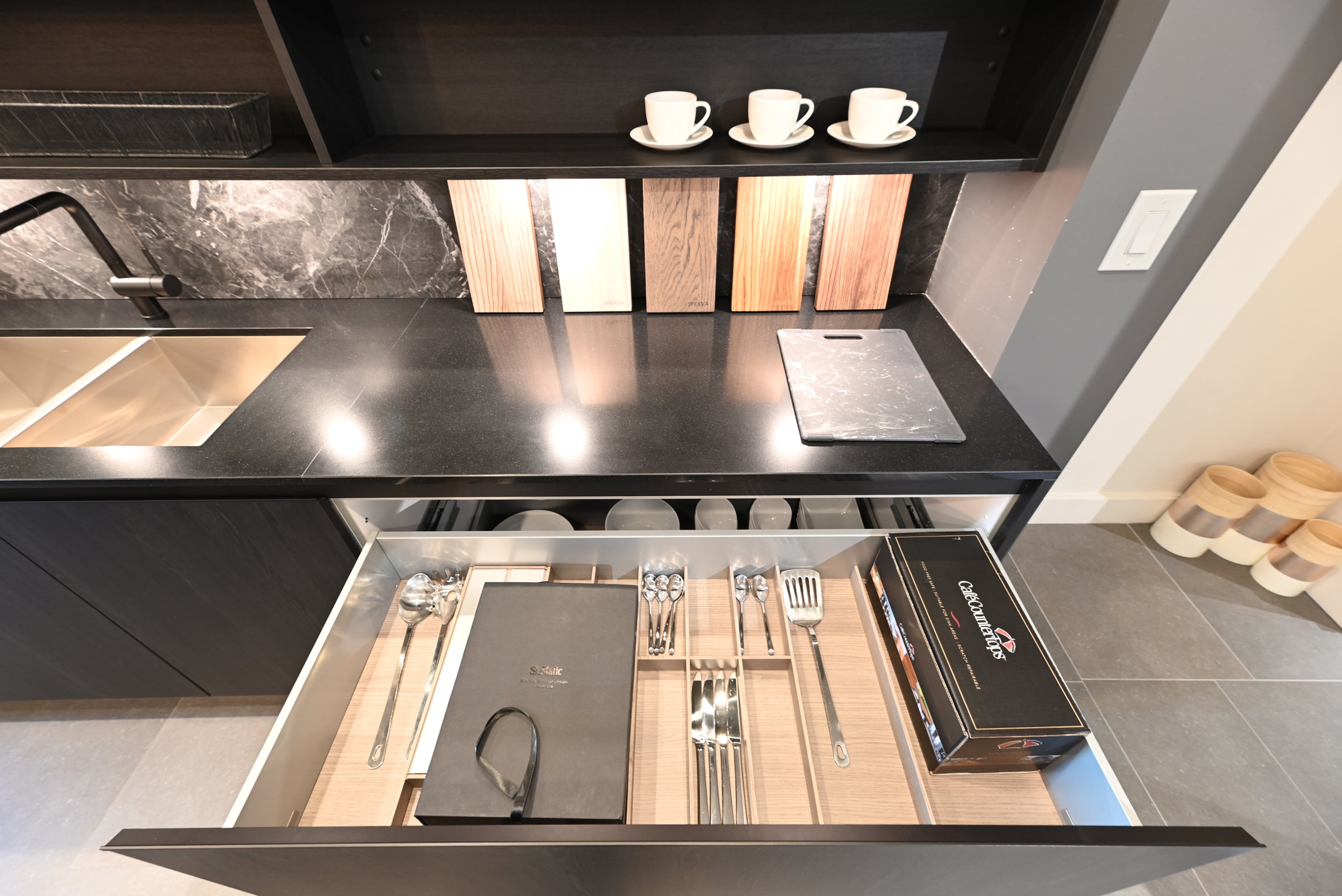 SieMatic Modern Black Kitchen with Island & Miele Appliances