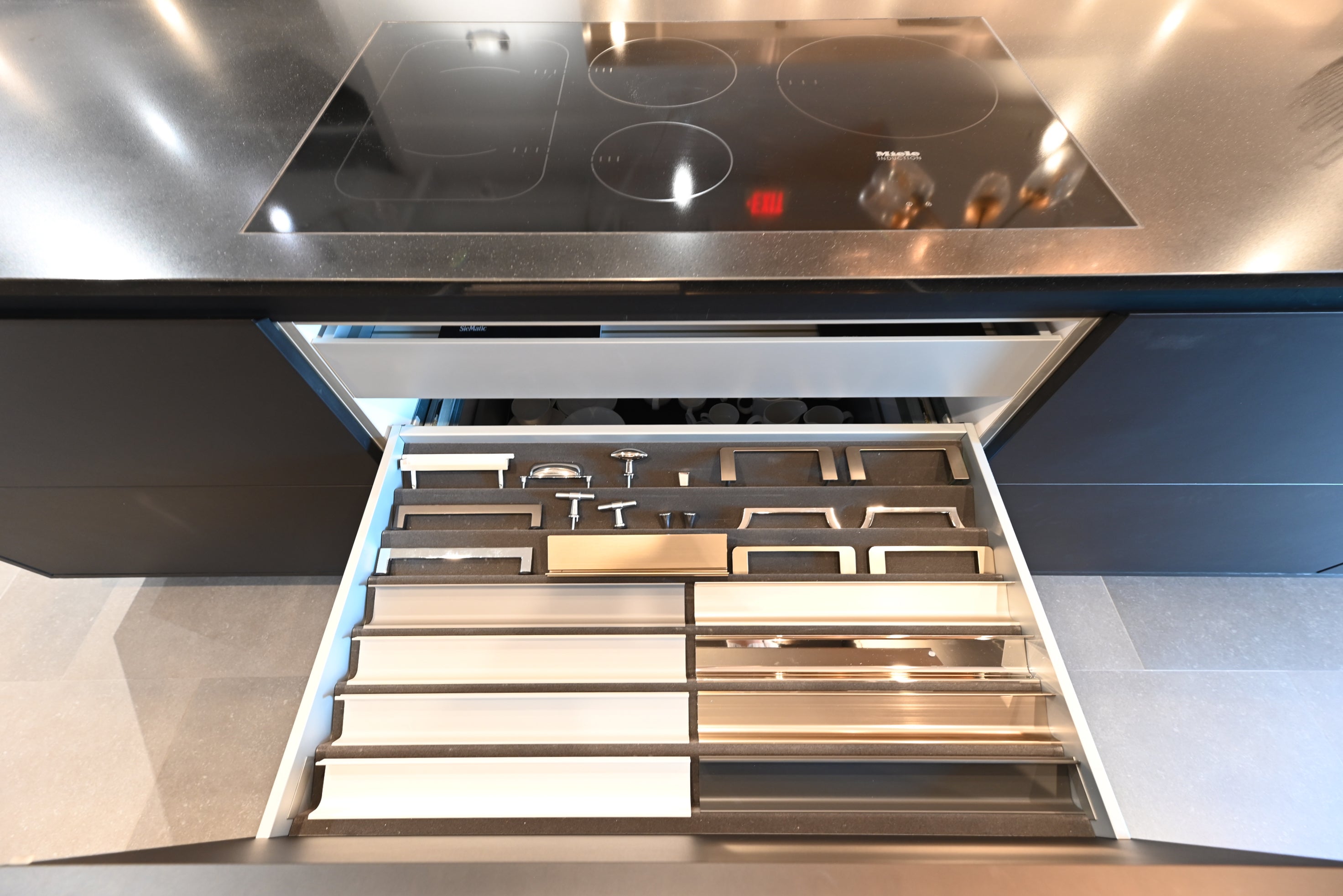 SieMatic Modern Black Kitchen with Island & Miele Appliances
