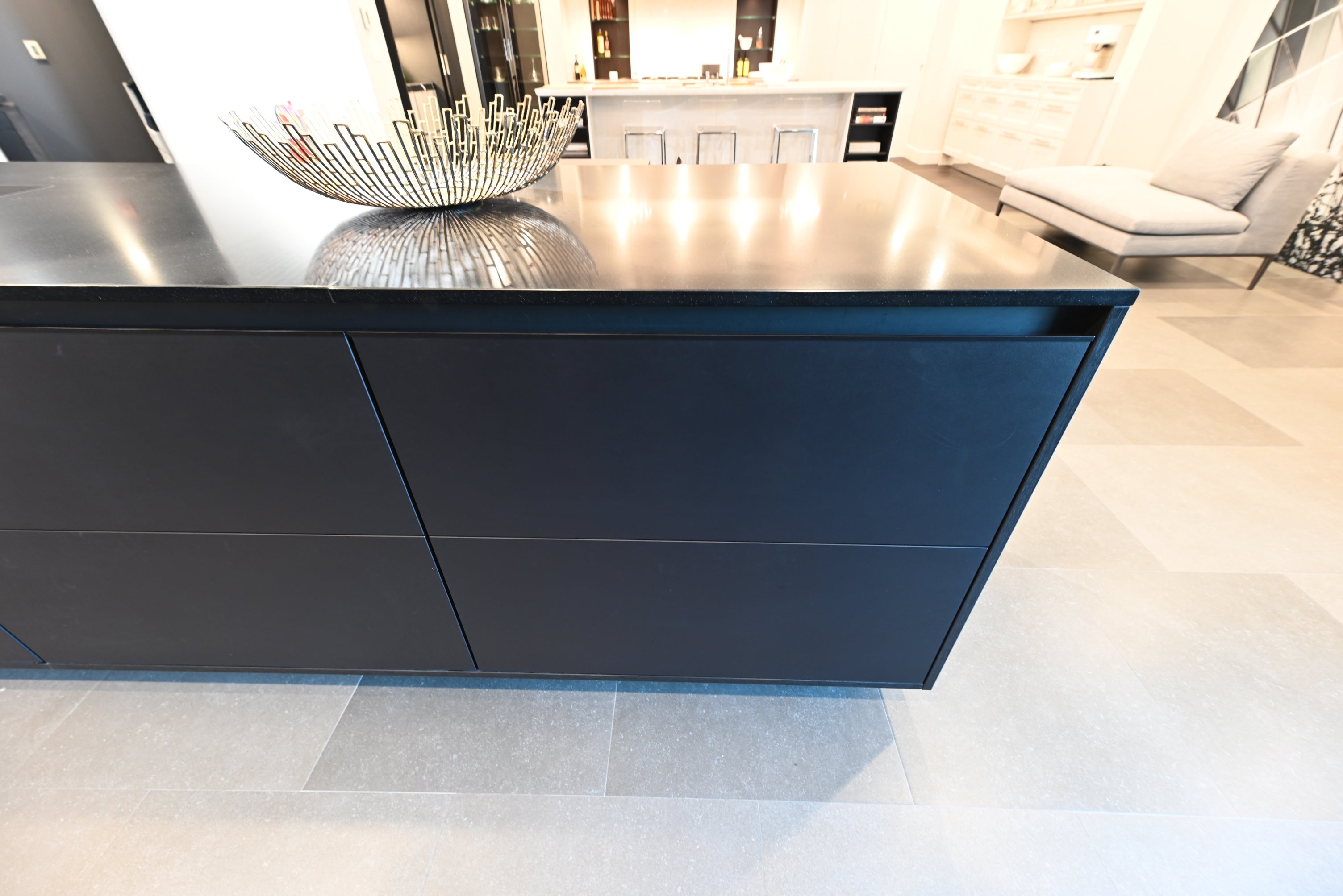SieMatic Modern Black Kitchen with Island & Miele Appliances
