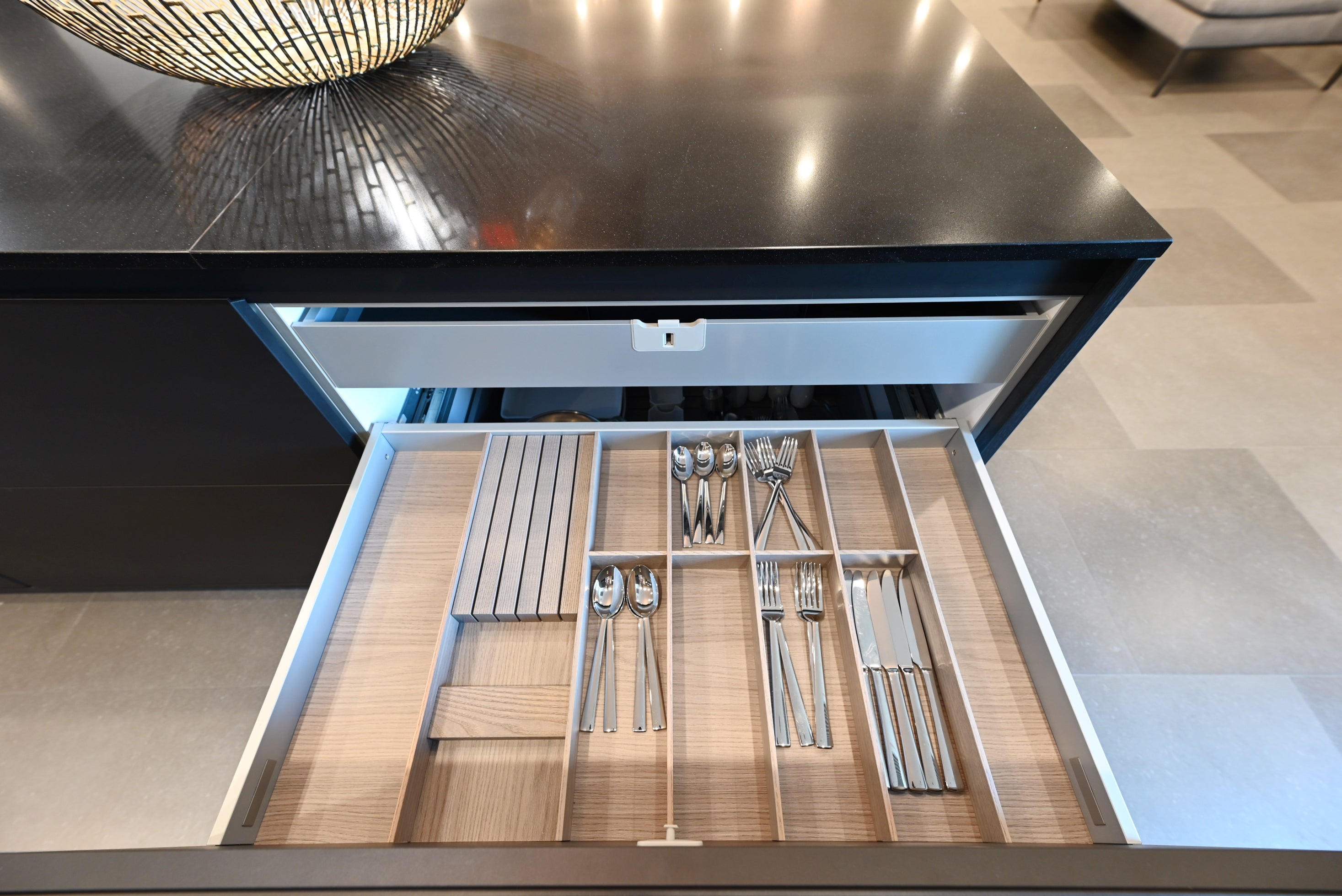 SieMatic Modern Black Kitchen with Island & Miele Appliances