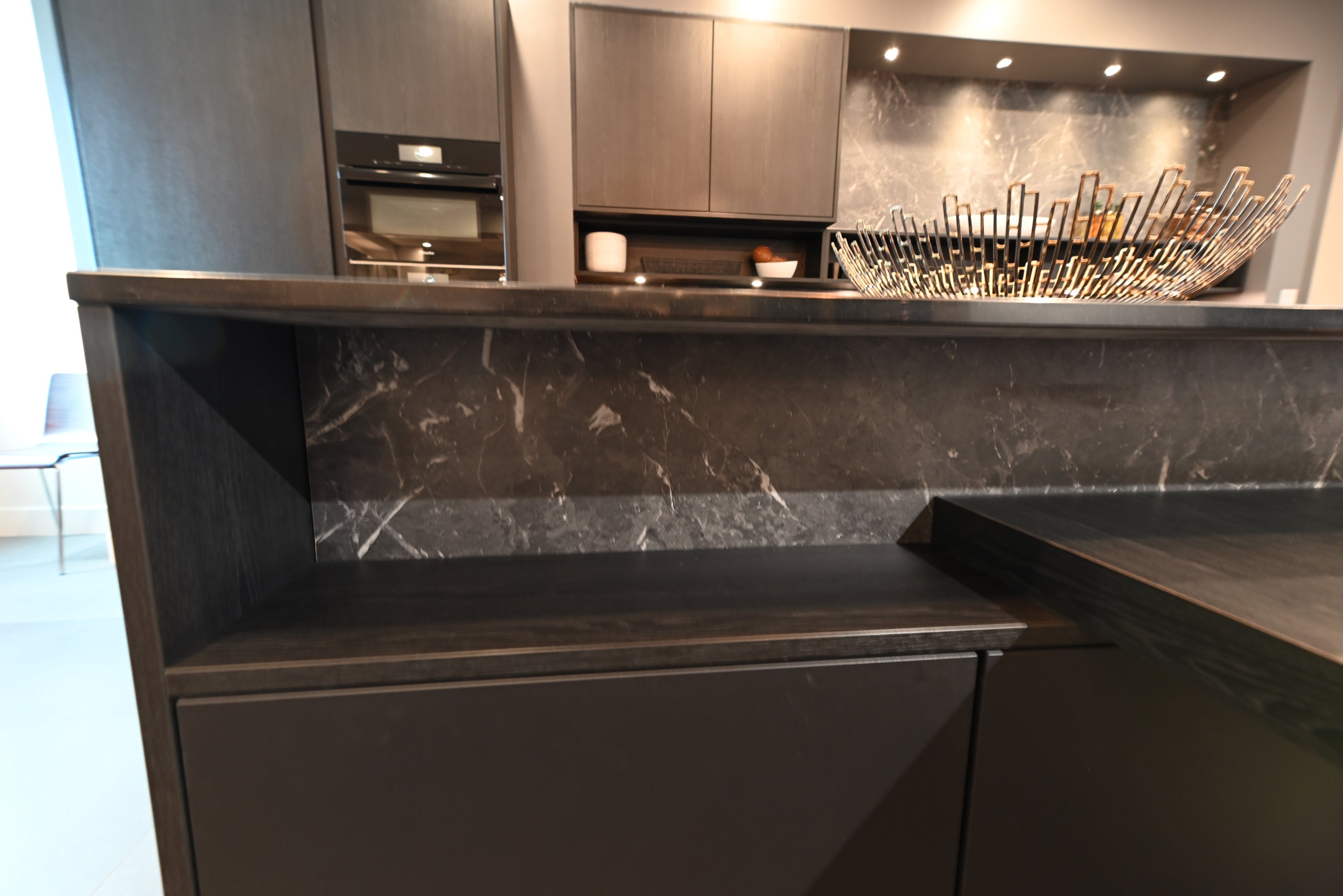 SieMatic Modern Black Kitchen with Island & Miele Appliances