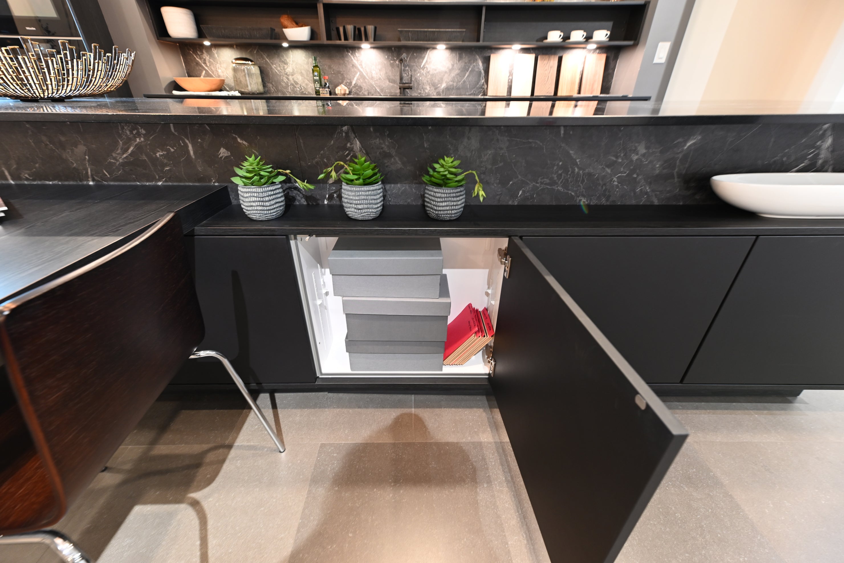 SieMatic Modern Black Kitchen with Island & Miele Appliances