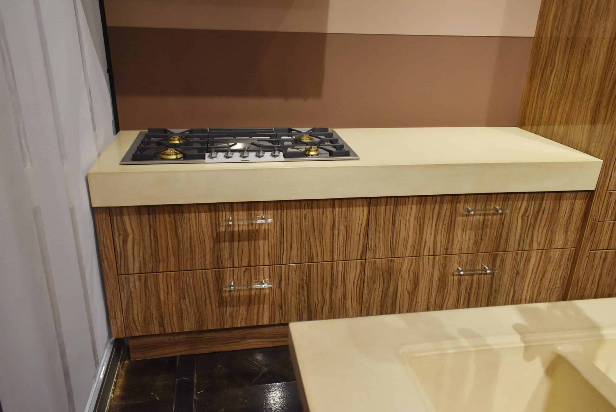 Downsview Olivewood Smooth Wood Modern Showroom Display Kitchen