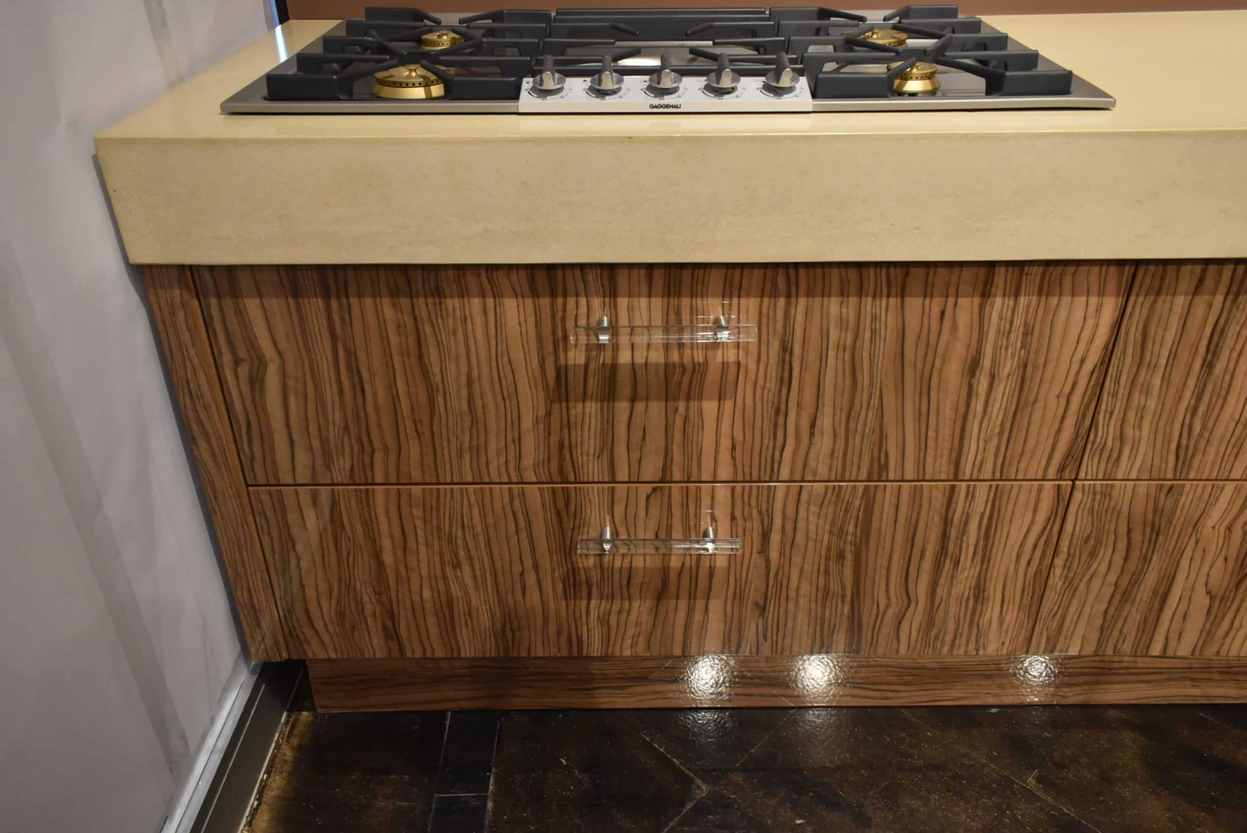 Downsview Olivewood Smooth Wood Modern Showroom Display Kitchen