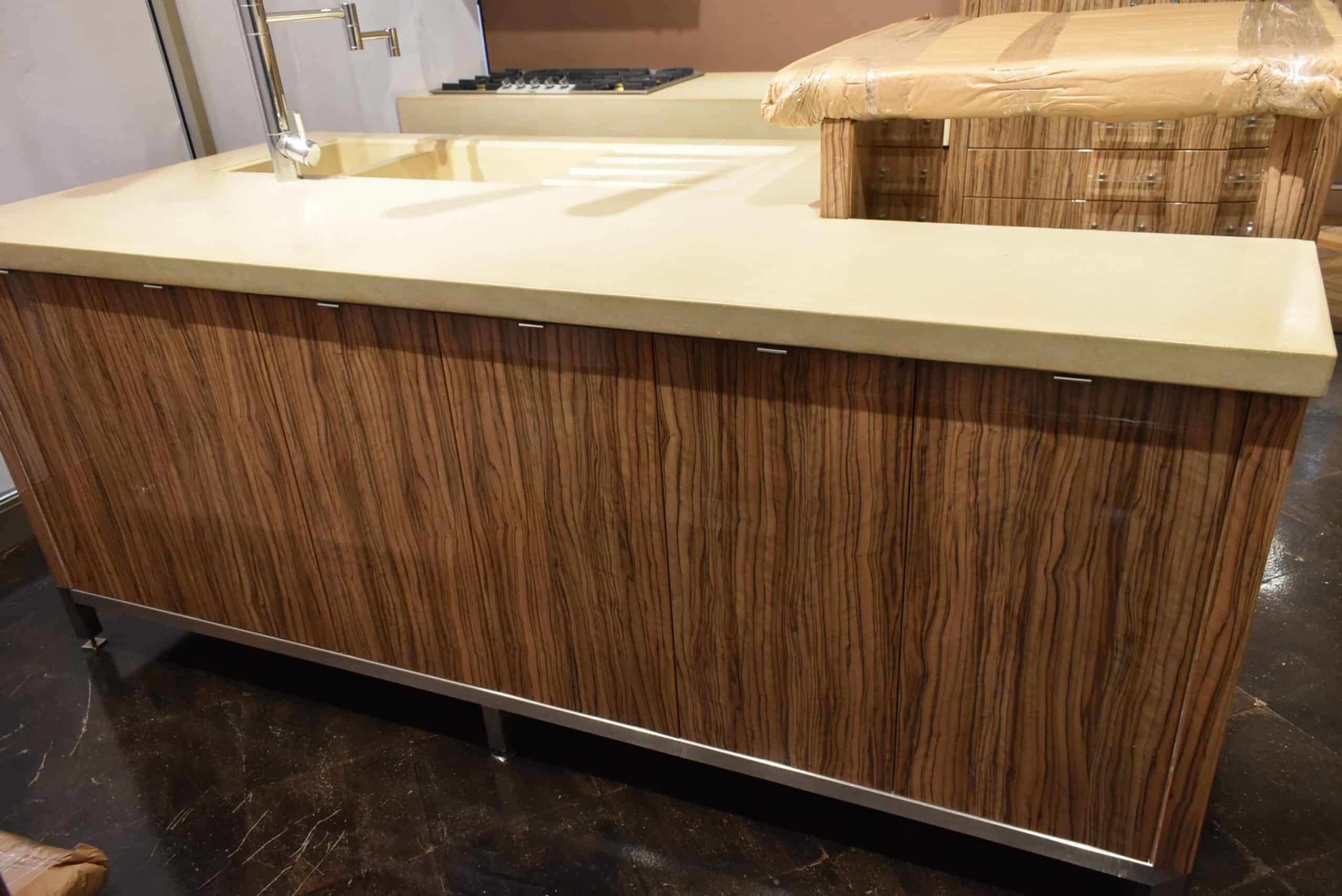 Downsview Olivewood Smooth Wood Modern Showroom Display Kitchen