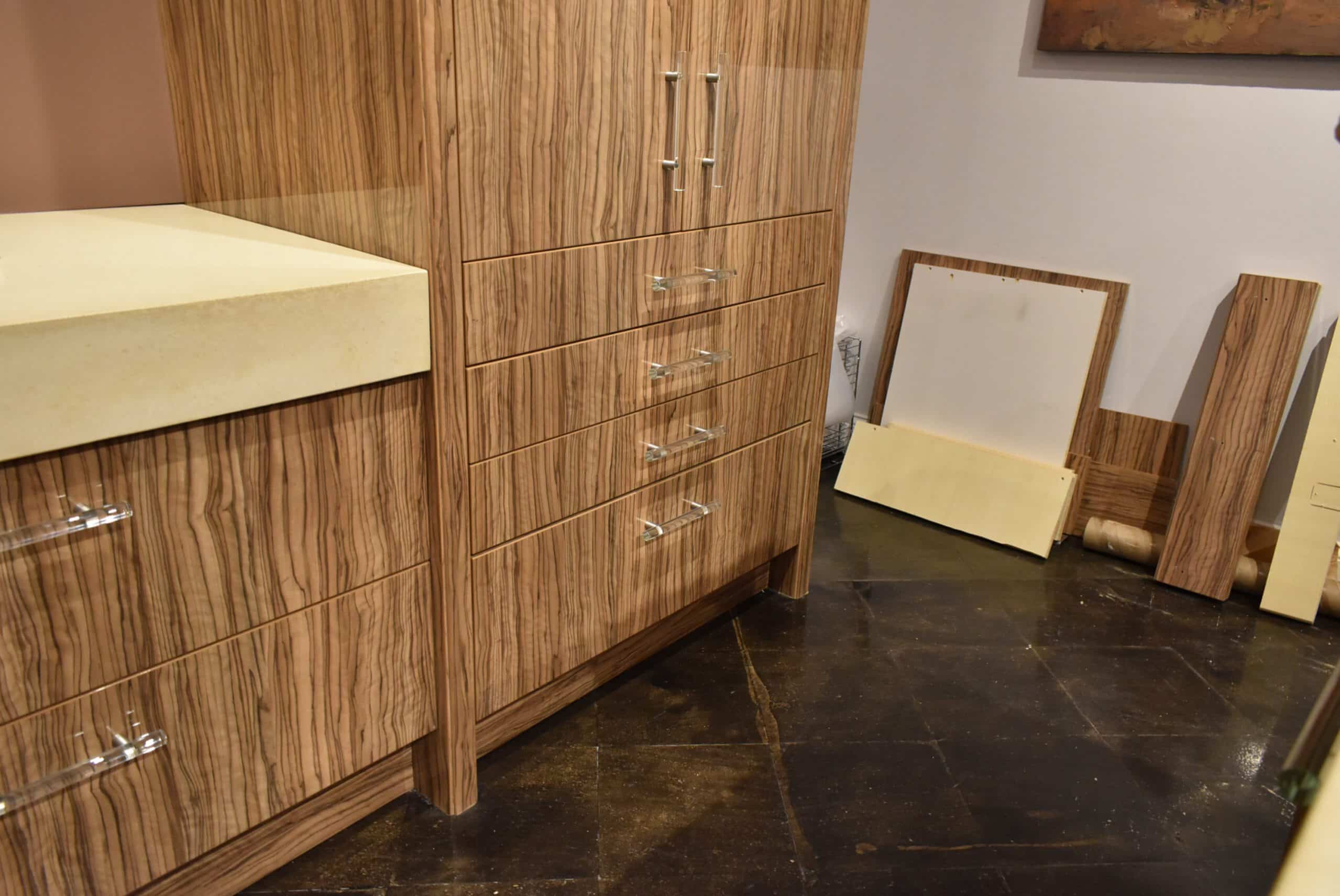 Downsview Olivewood Smooth Wood Modern Showroom Display Kitchen