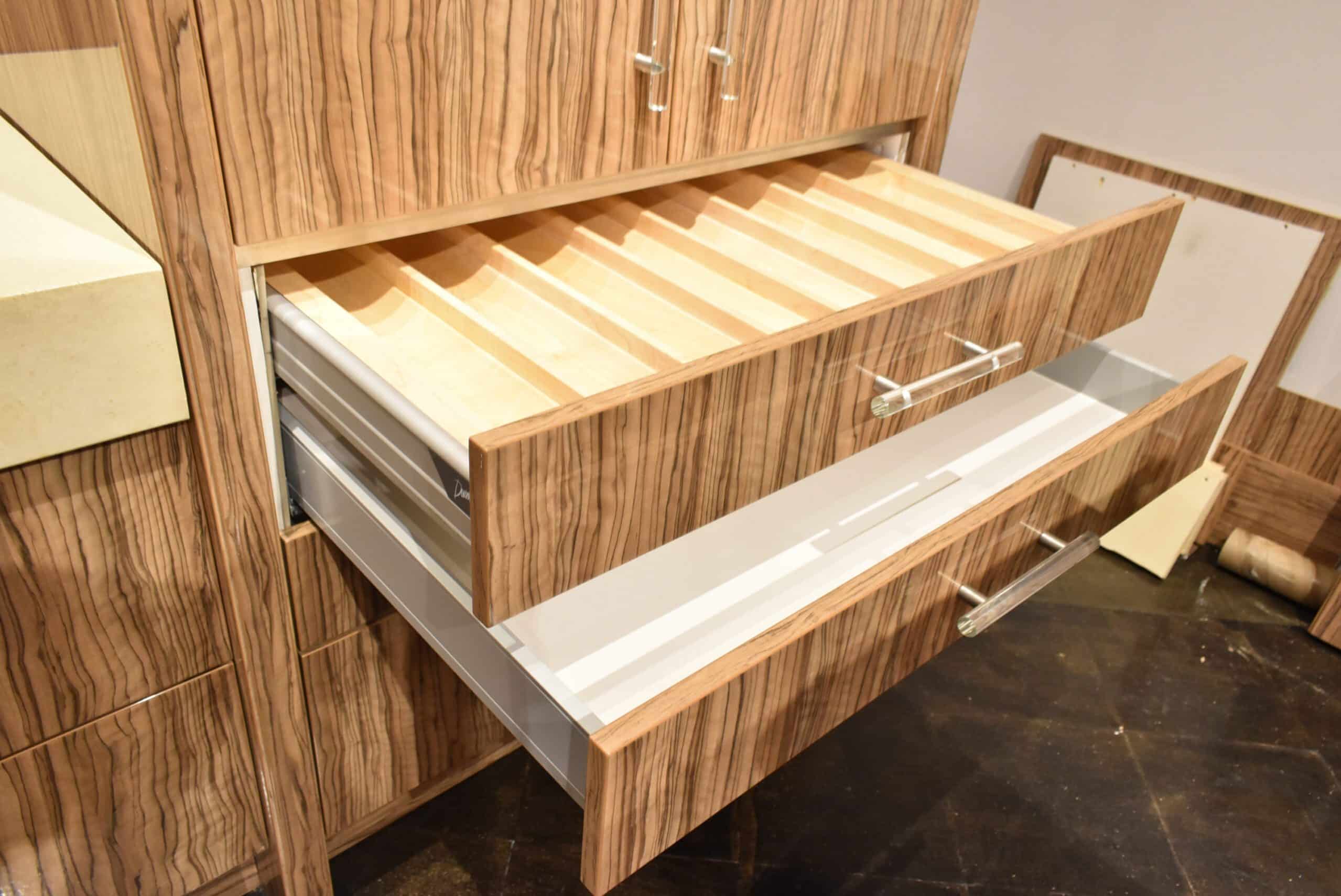Downsview Olivewood Smooth Wood Modern Showroom Display Kitchen