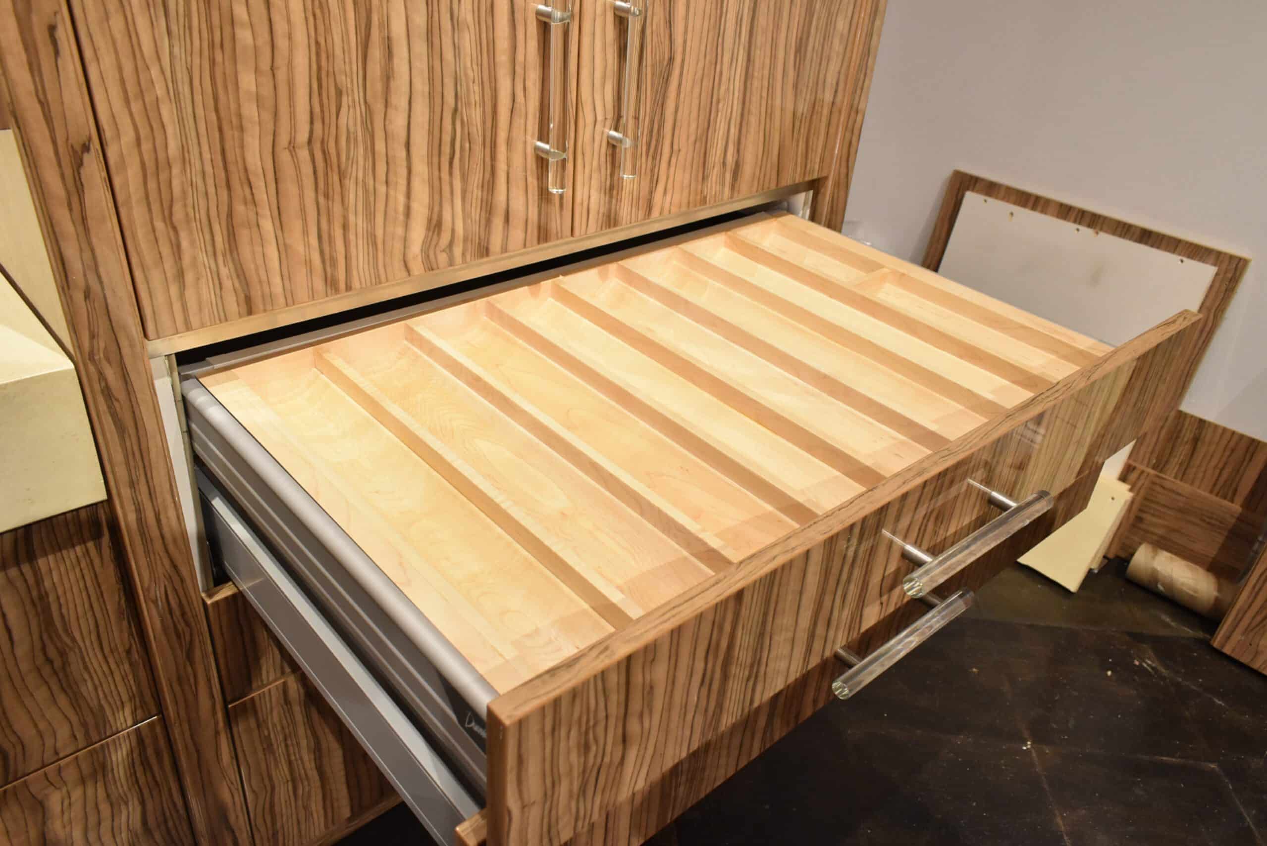 Downsview Olivewood Smooth Wood Modern Showroom Display Kitchen