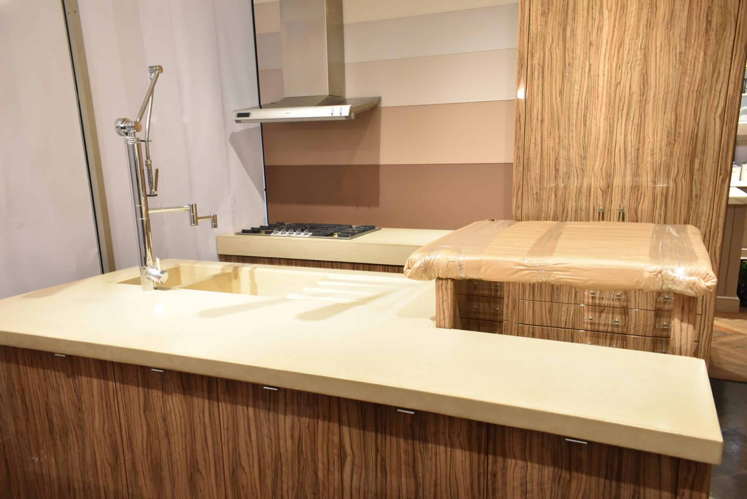 Downsview Olivewood Smooth Wood Modern Showroom Display Kitchen