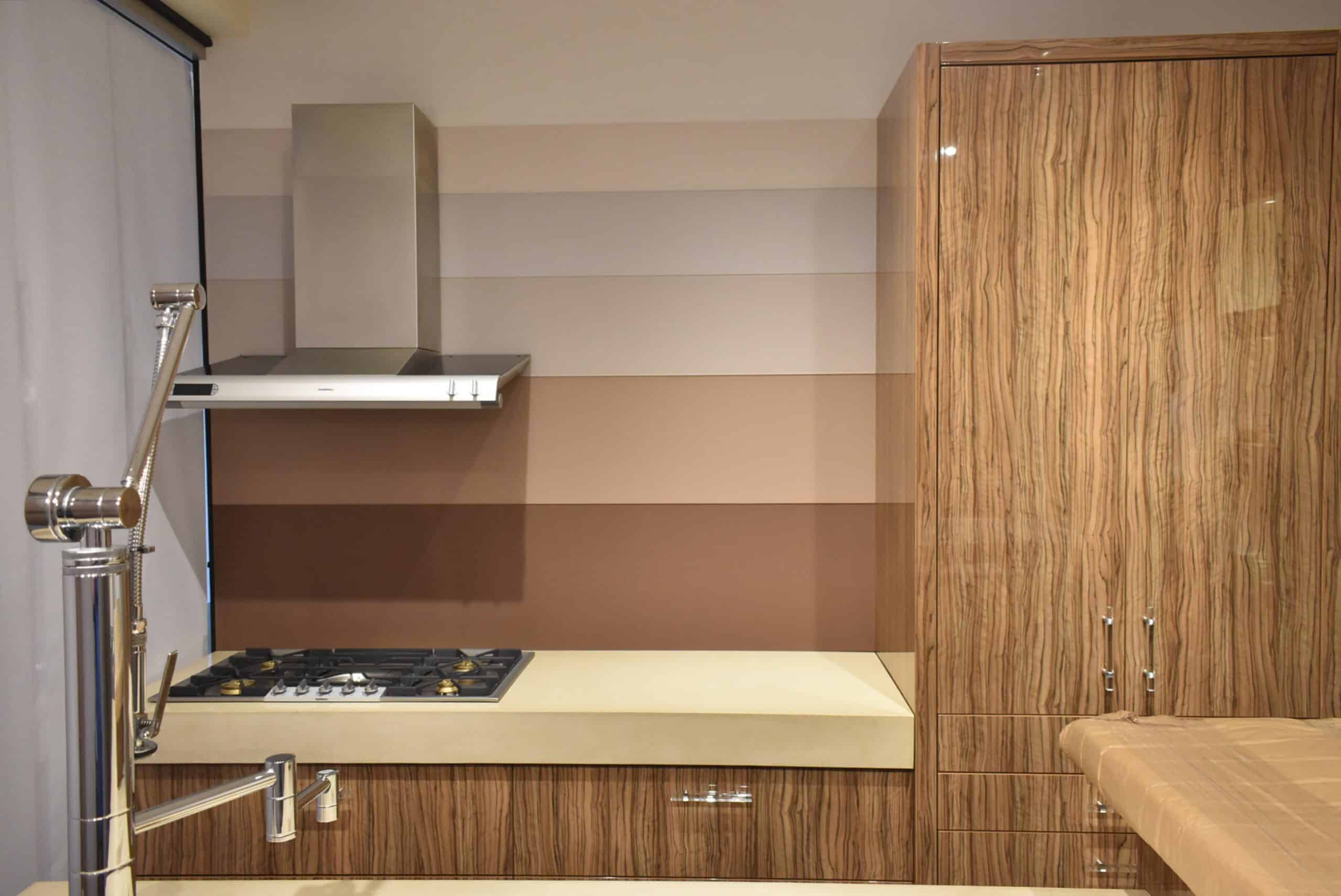 Downsview Olivewood Smooth Wood Modern Showroom Display Kitchen