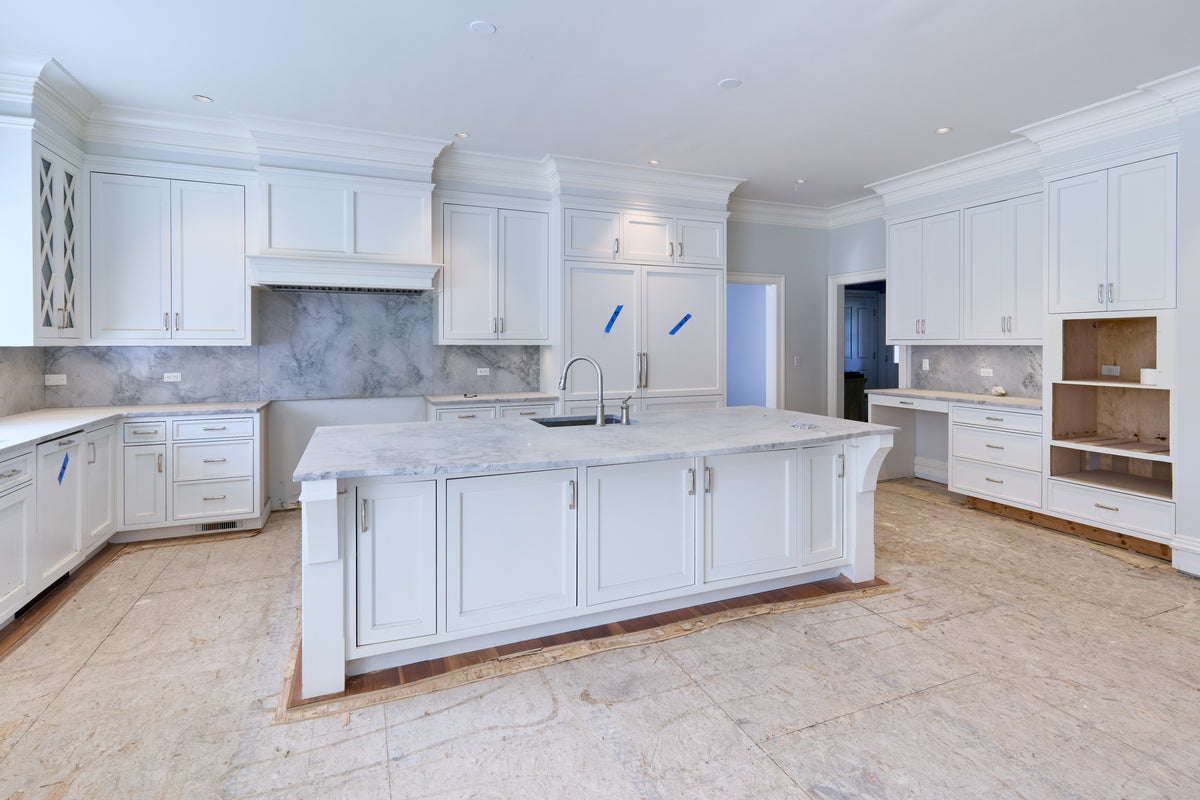 "The Blenheim" Transitional White Kitchen with Island & Sub-Zero Refrigerators