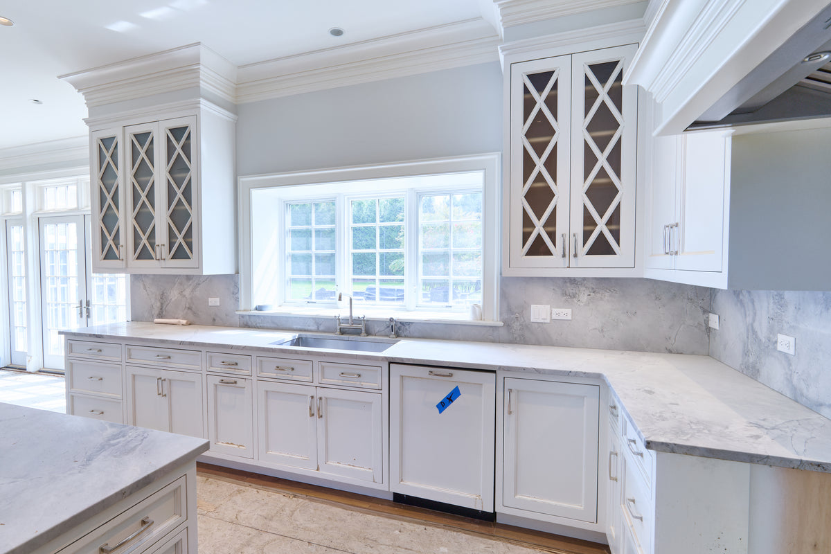 "The Blenheim" Transitional White Kitchen with Island & Sub-Zero Refrigerators