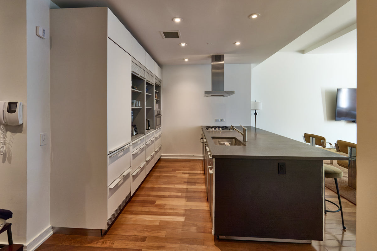 Bulthaup Modern Gray & White Kitchen with Miele Appliances