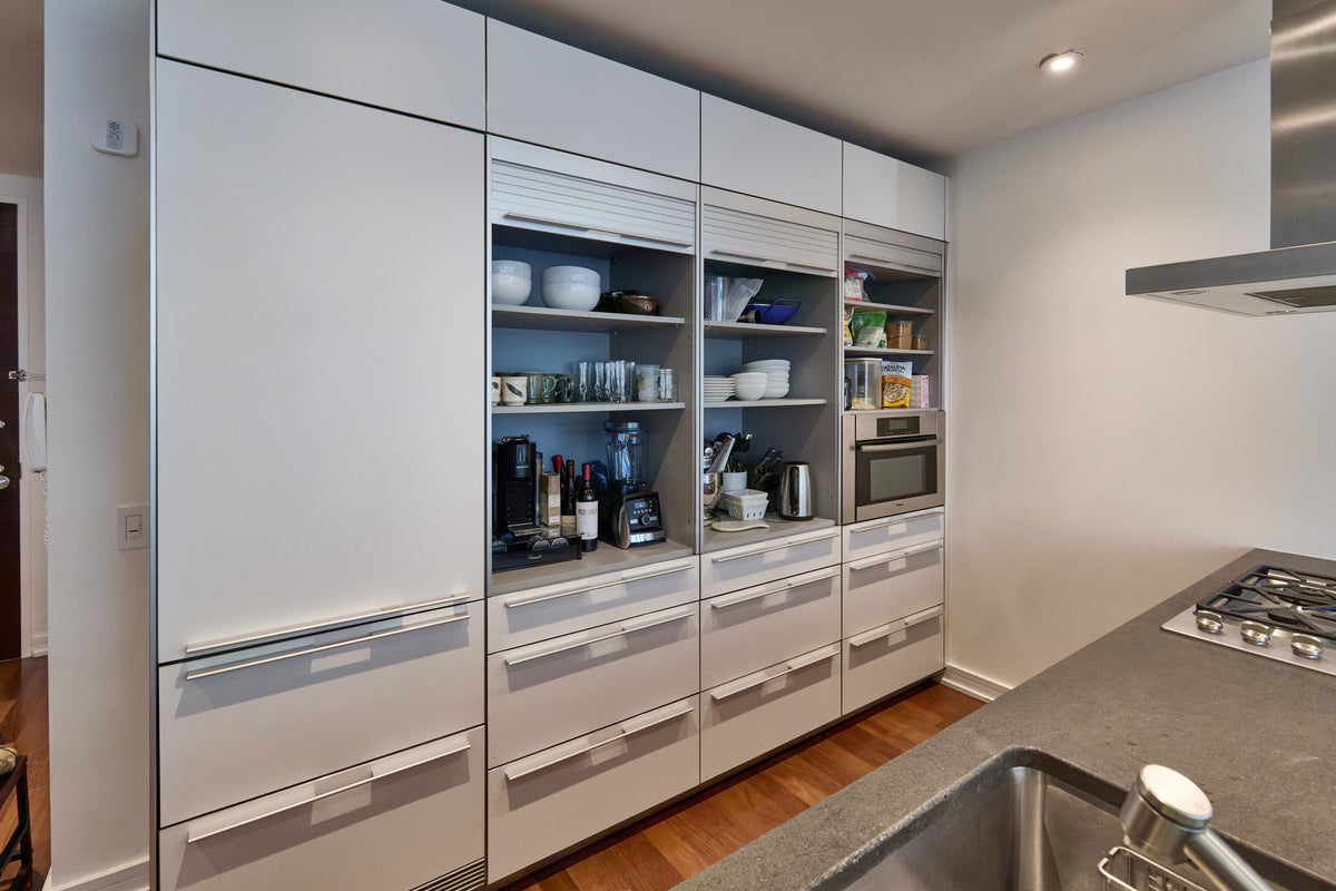 Bulthaup Modern Gray & White Kitchen with Miele Appliances