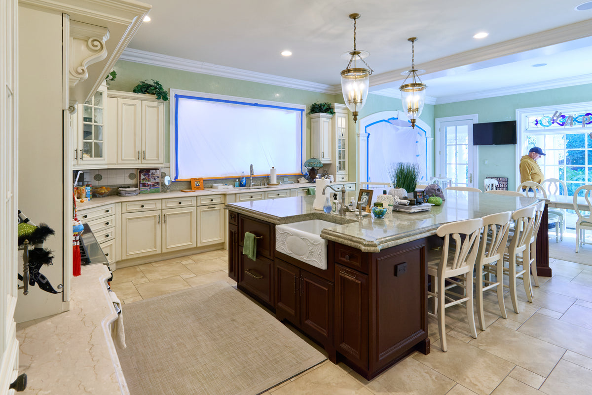 Kitchen Craft Traditional Light Cream Kitchen with Island & Appliances