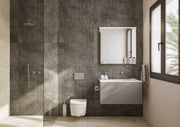 Boffi Free Zone Full Bathroom with Xilowood Planked Sand Finish and Cristalplant Countertop