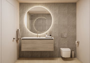 Boffi Free Zone Full Bathroom with Xilowood Planked Sand Finish and Cristalplant Countertop