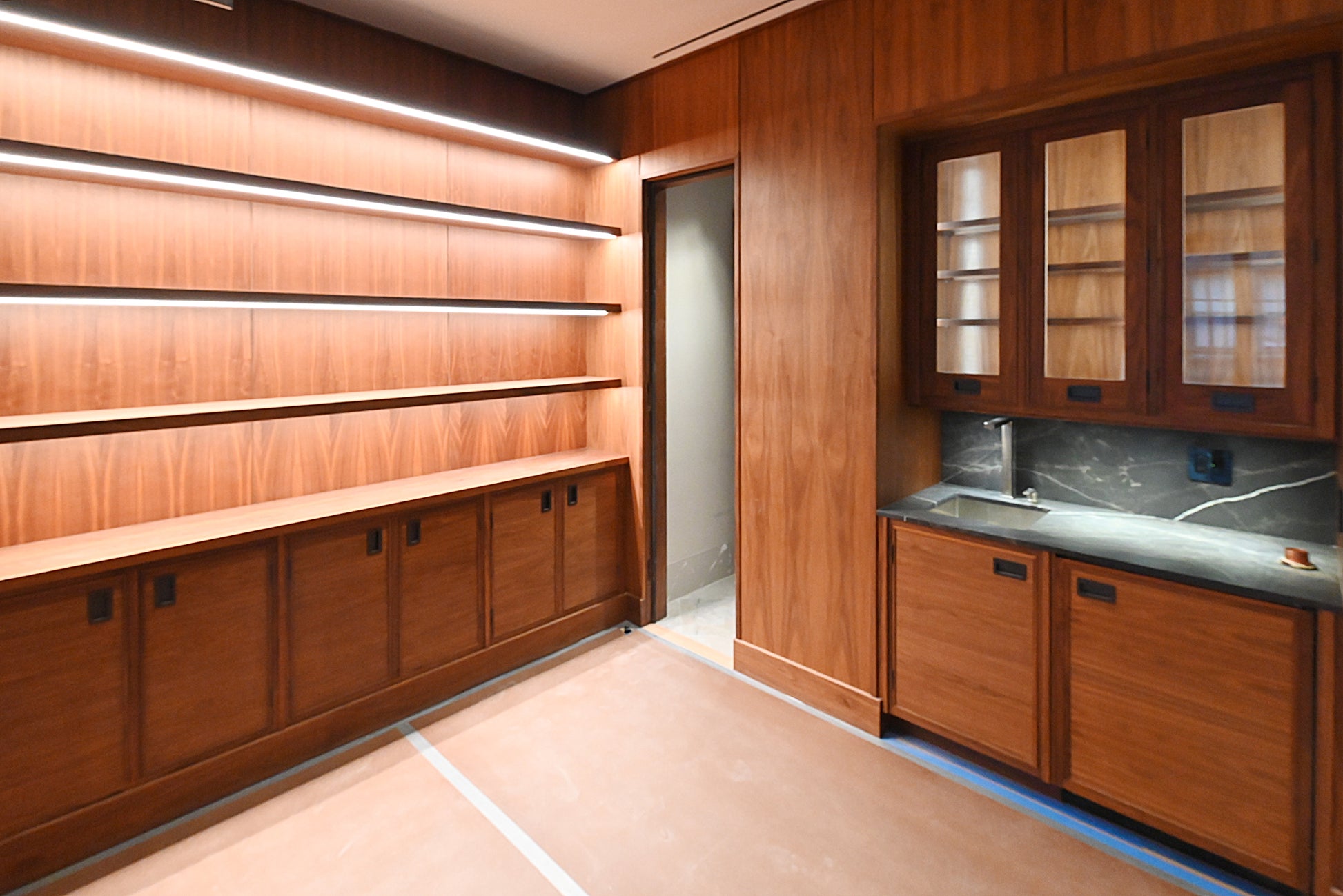 “The Marquee” Luxury Transitional Wet Wine Bar with Sub-Zero Undercounter Refrigerator