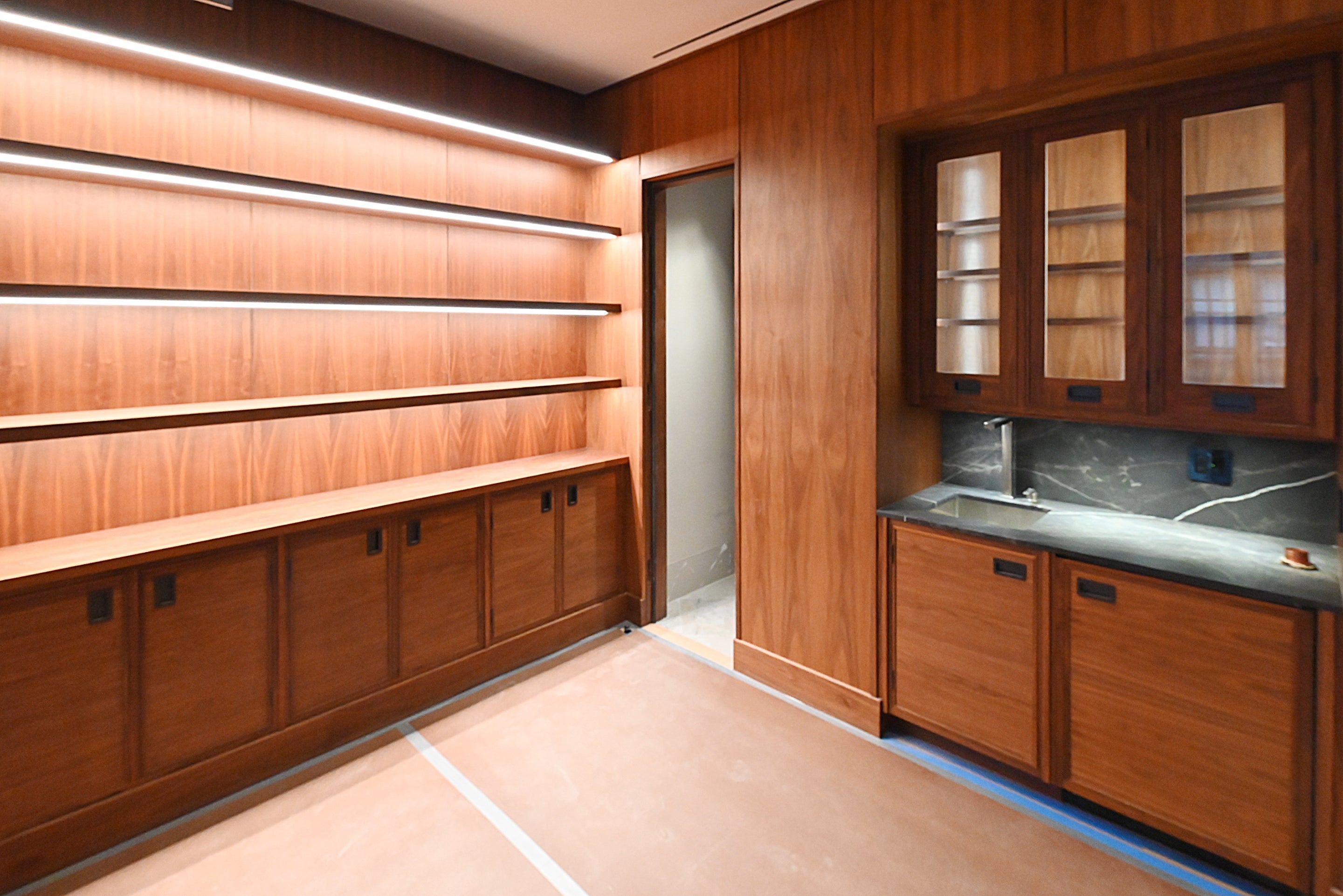 “The Marquee” Luxury Transitional Wet Wine Bar with Sub-Zero Undercounter Refrigerator