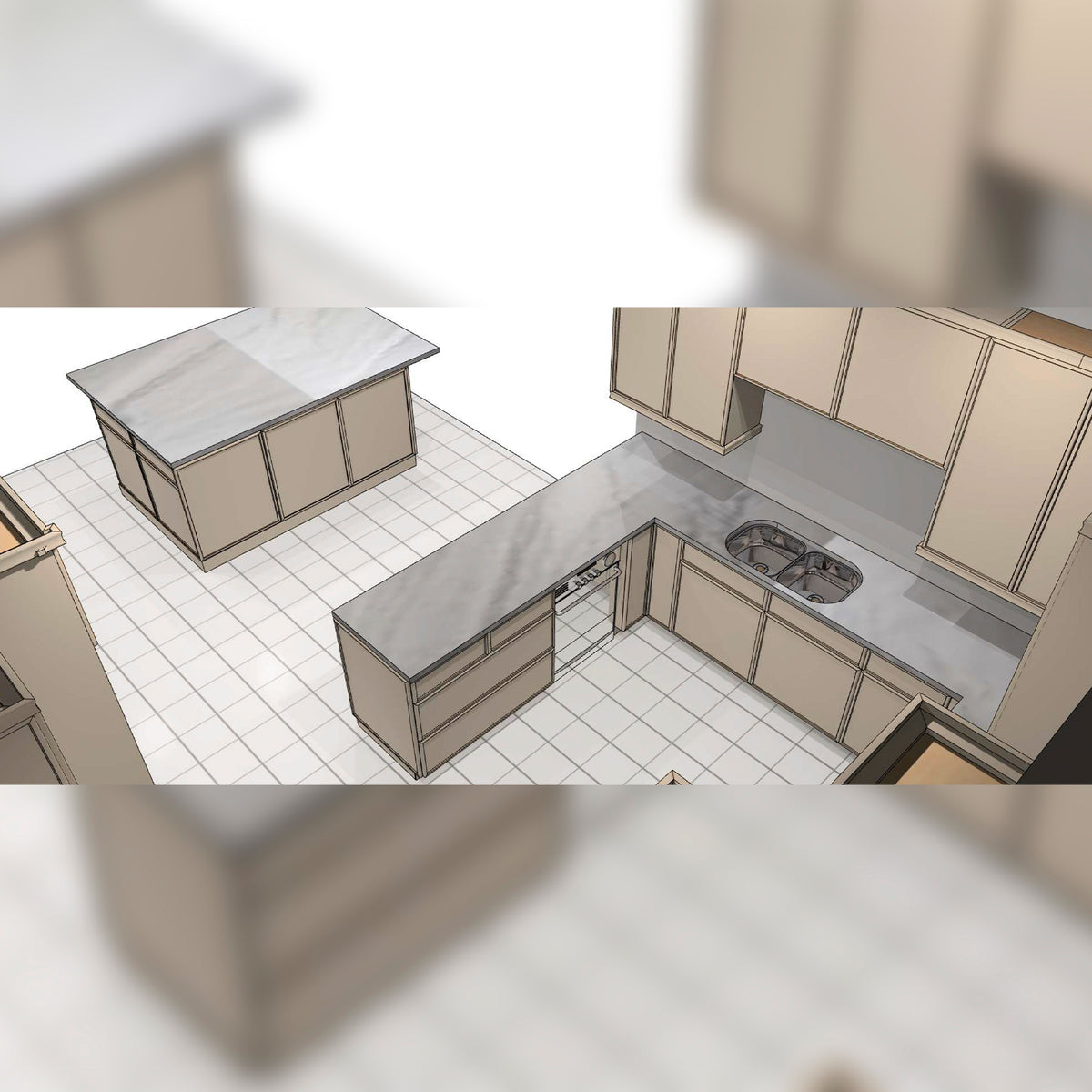 Omega Transitional Magnolia Stained Maple Kitchen with Island & Butler's Pantry