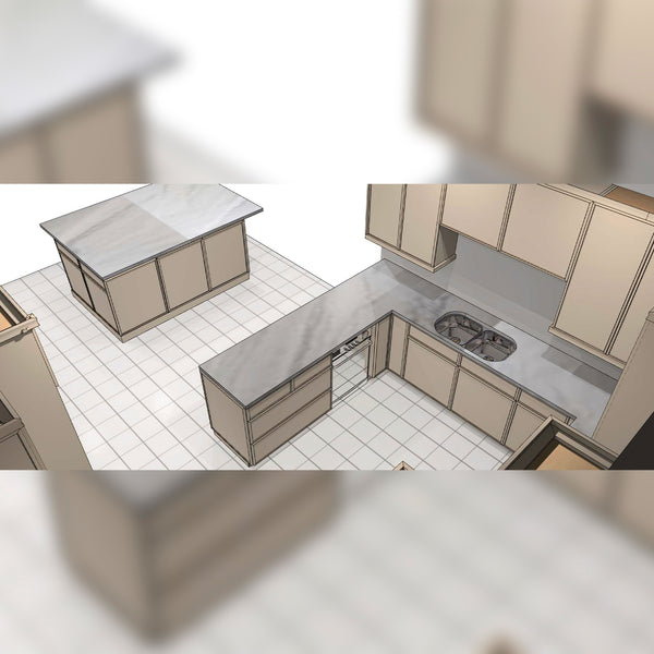 Omega Transitional Pumice Stained Maple Kitchen with Island & Butler's Pantry