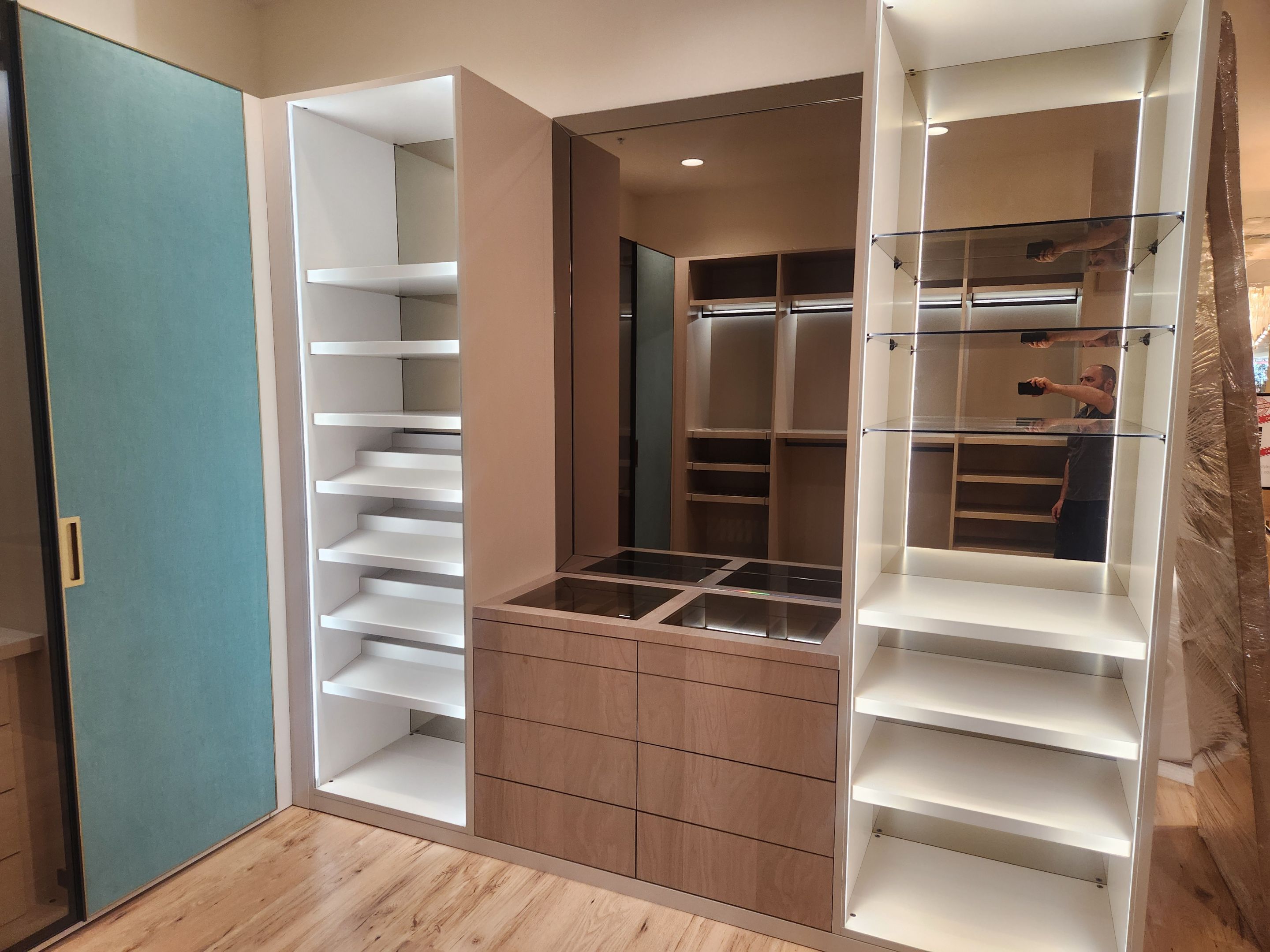Hans Krug modern architectural built-in closet system with integrated LED lighting